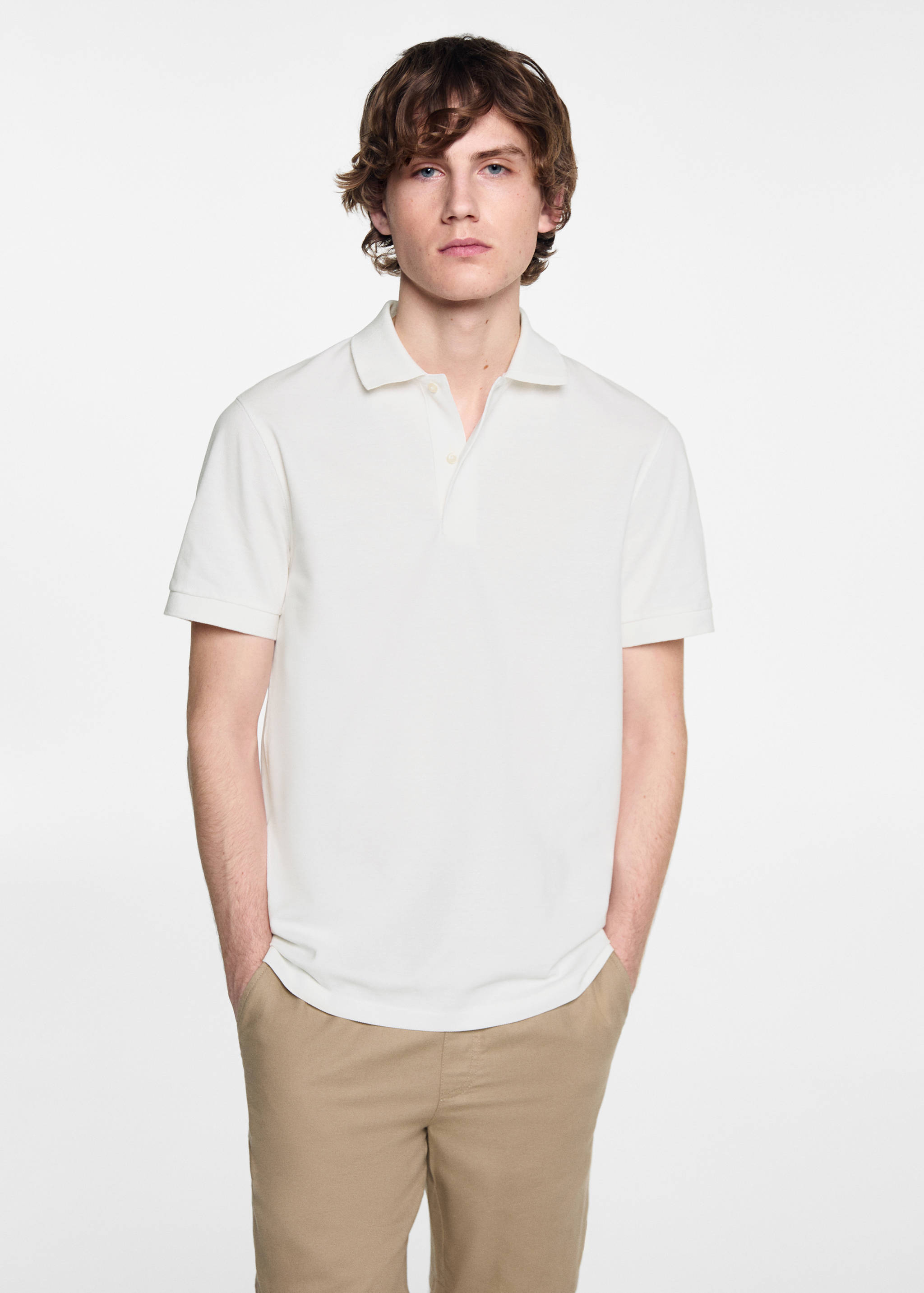 Short-sleeved cotton polo shirt - Medium plane