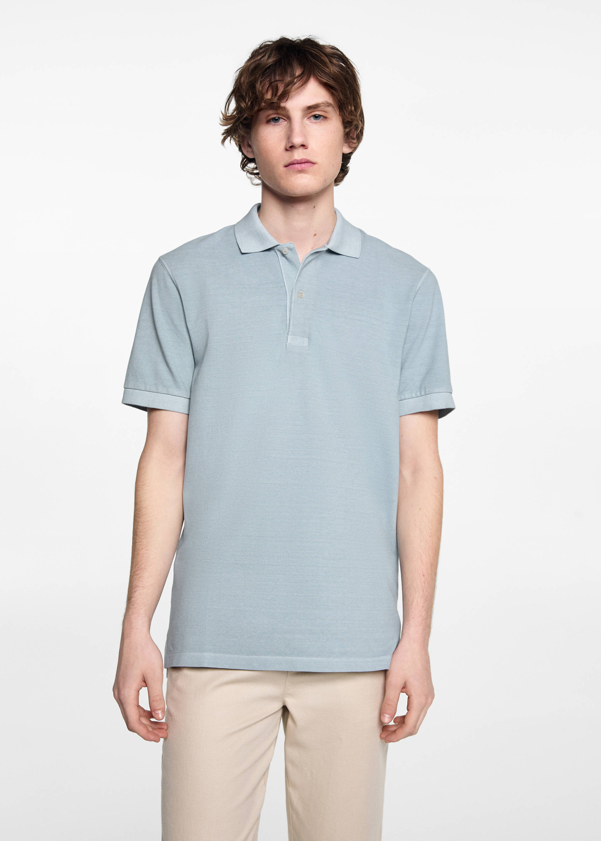 Short-sleeved cotton polo shirt - Medium plane