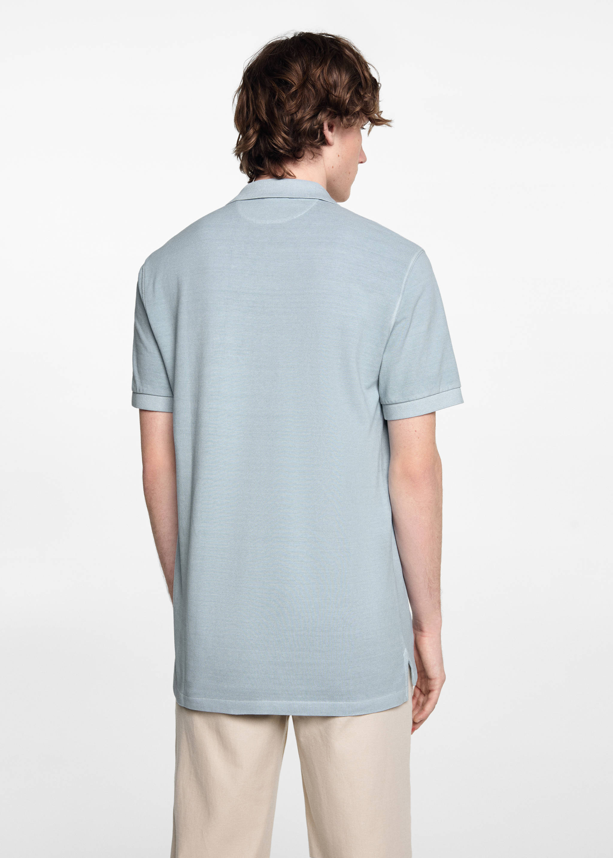 Short-sleeved cotton polo shirt - Reverse of the article