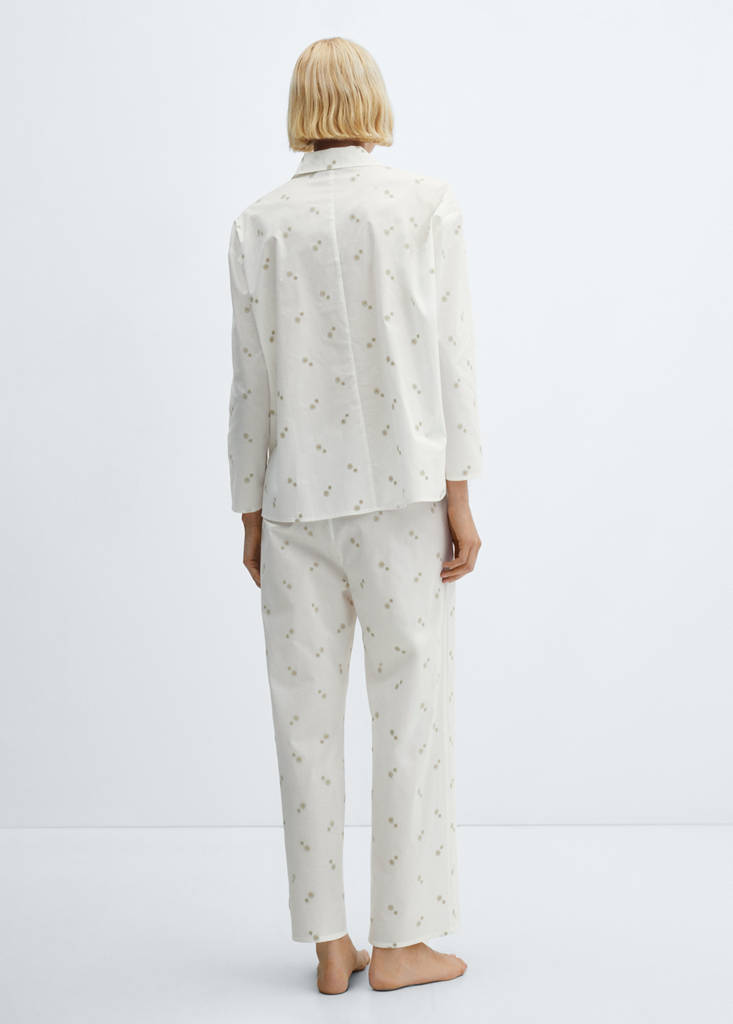 Floral embroidered cotton pyjama trousers — Off White