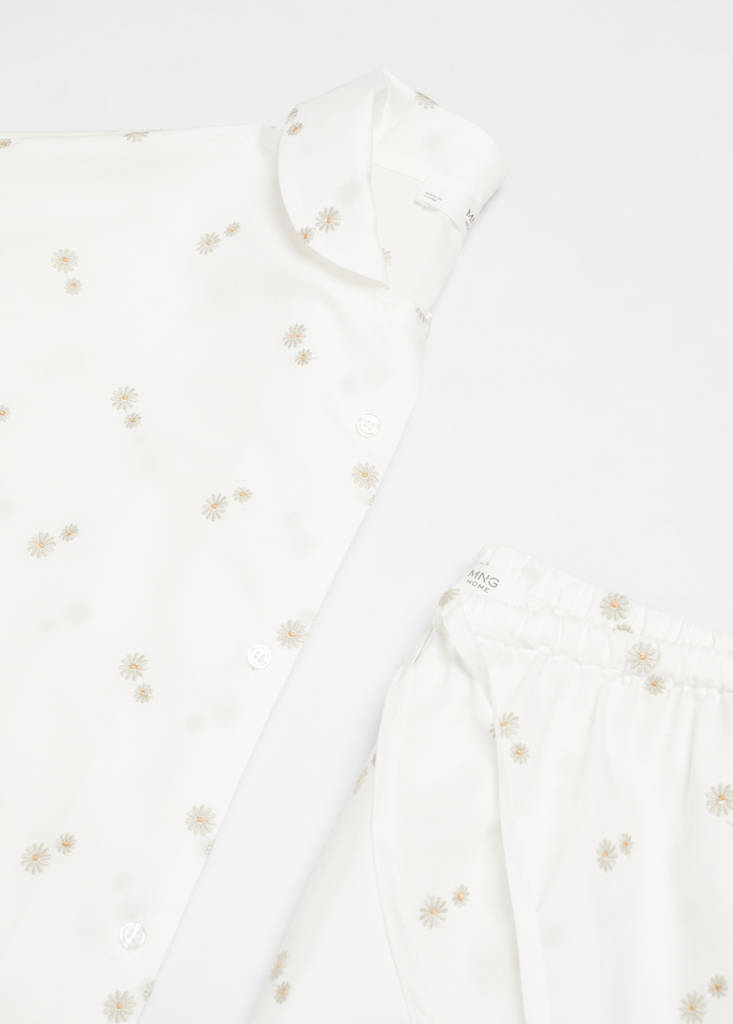 Floral embroidered cotton pyjama trousers — Off White