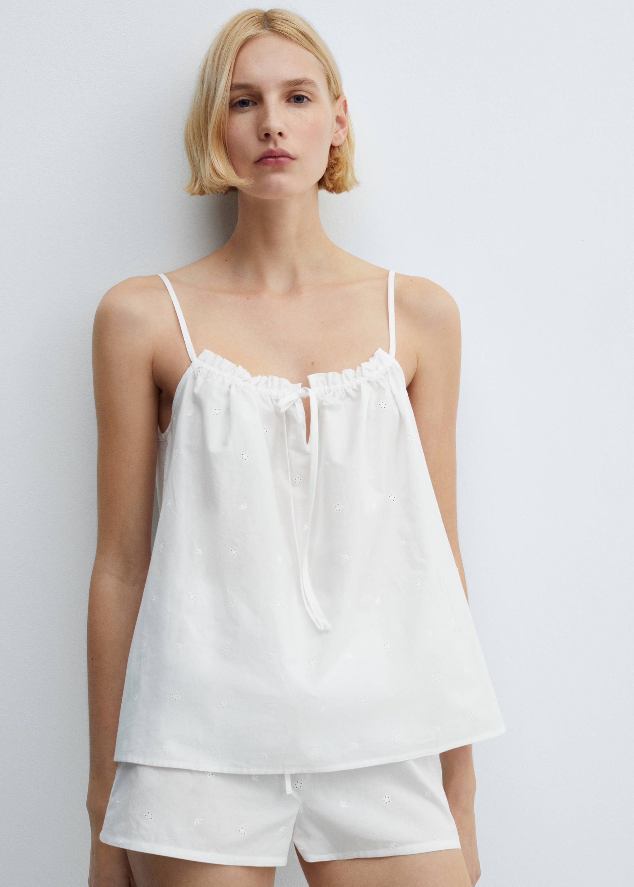 Cotton pajama shorts with lace details - Medium plane