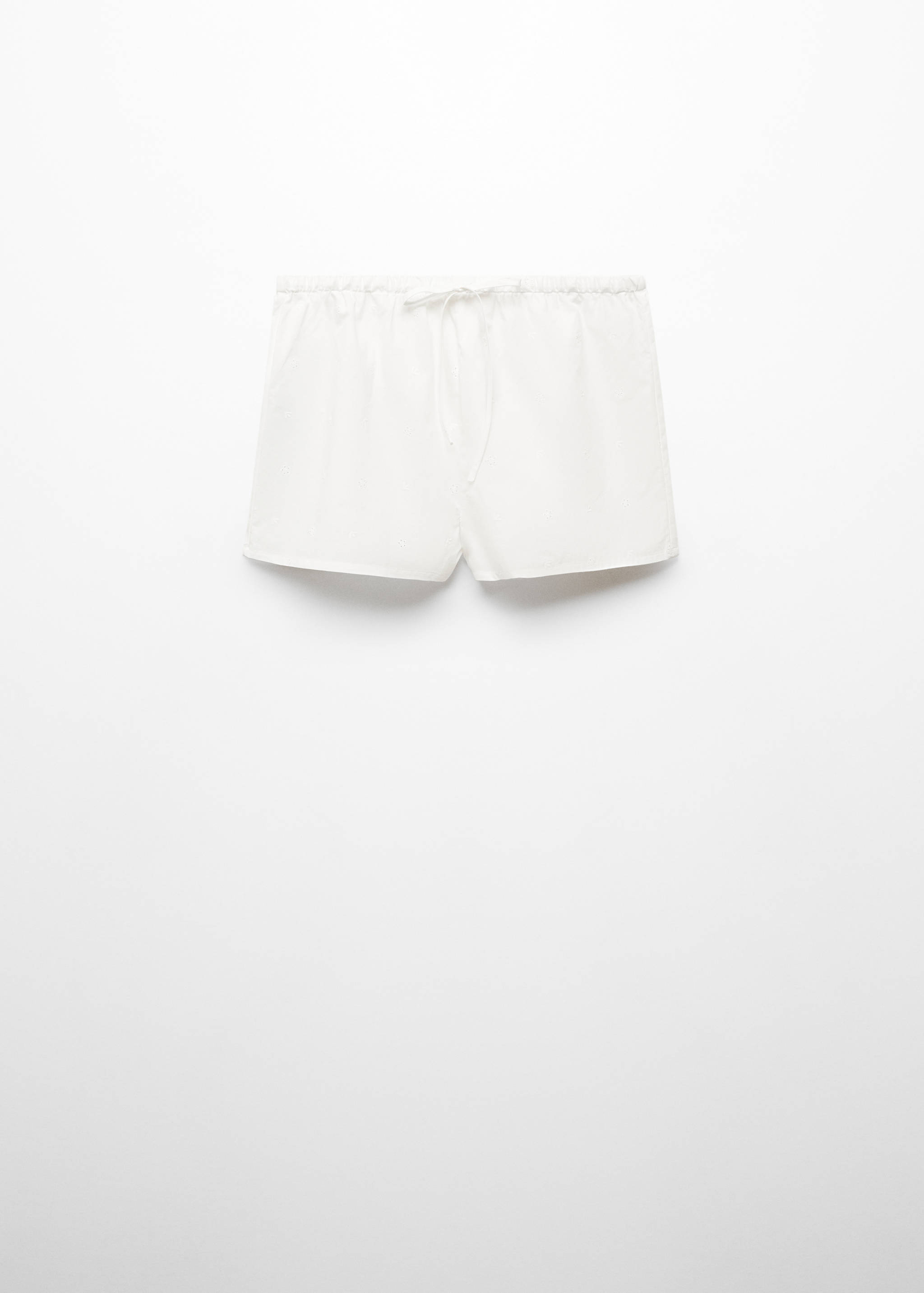 Cotton pajama shorts with lace details - Article without model