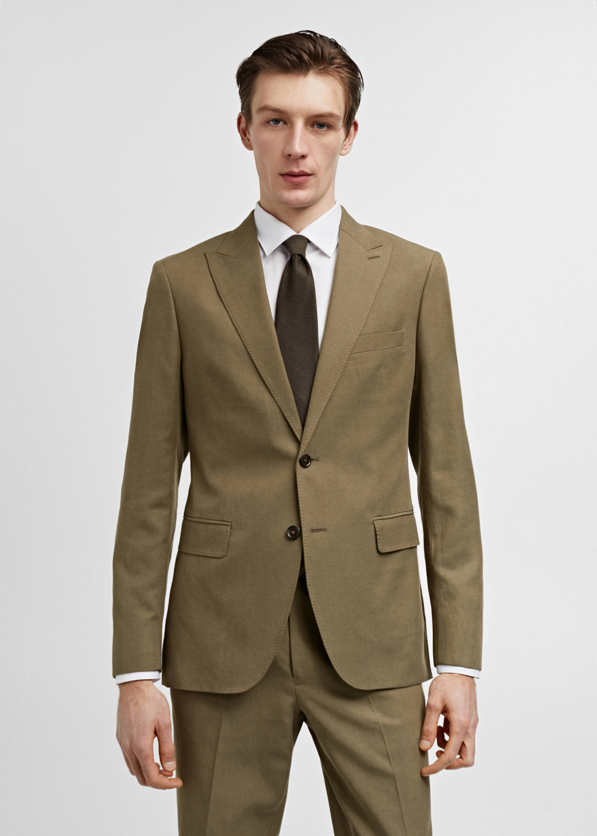 Slim-fit linen and cotton suit jacket - Medium plane
