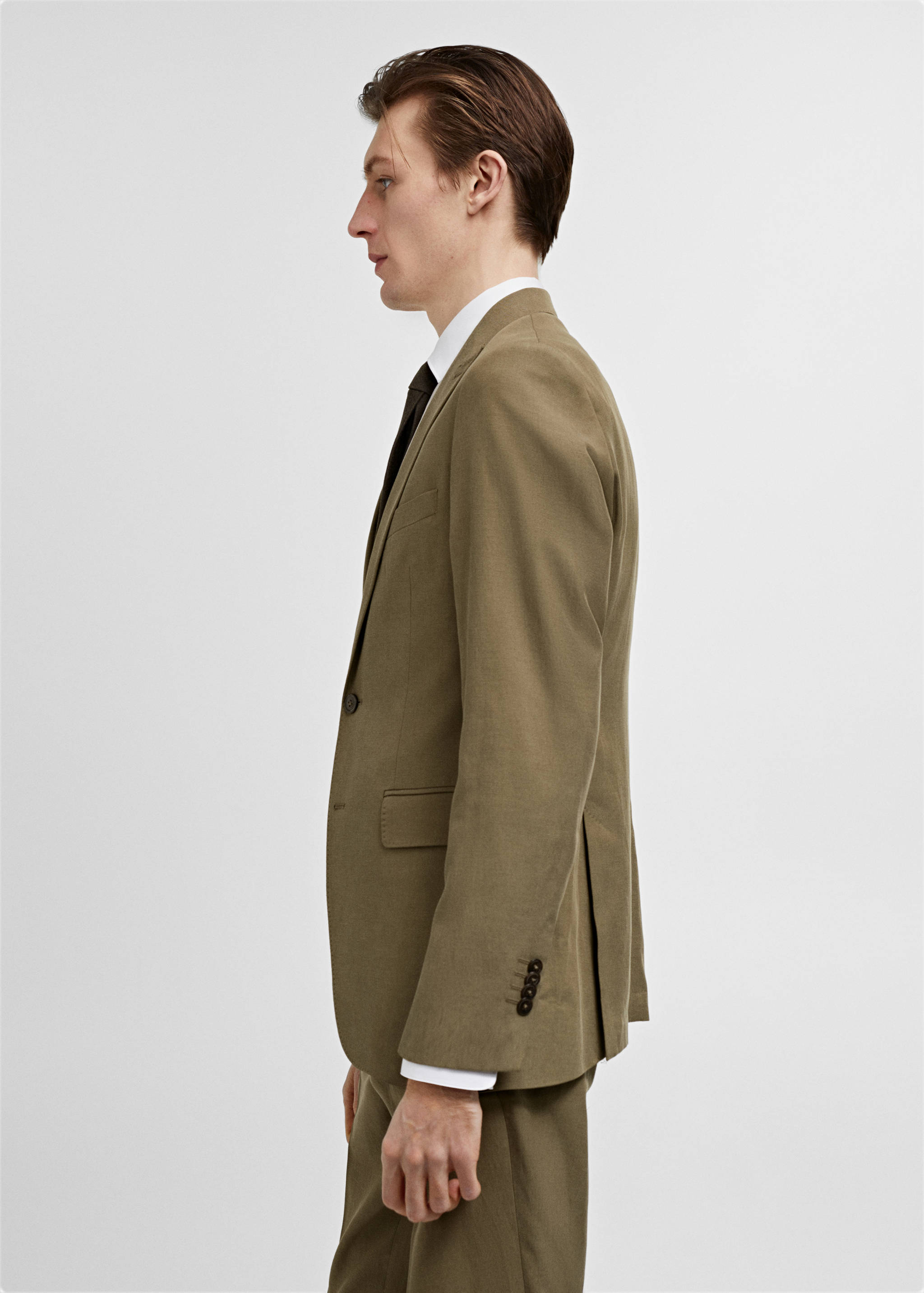 Slim-fit linen and cotton suit jacket - Details of the article 2