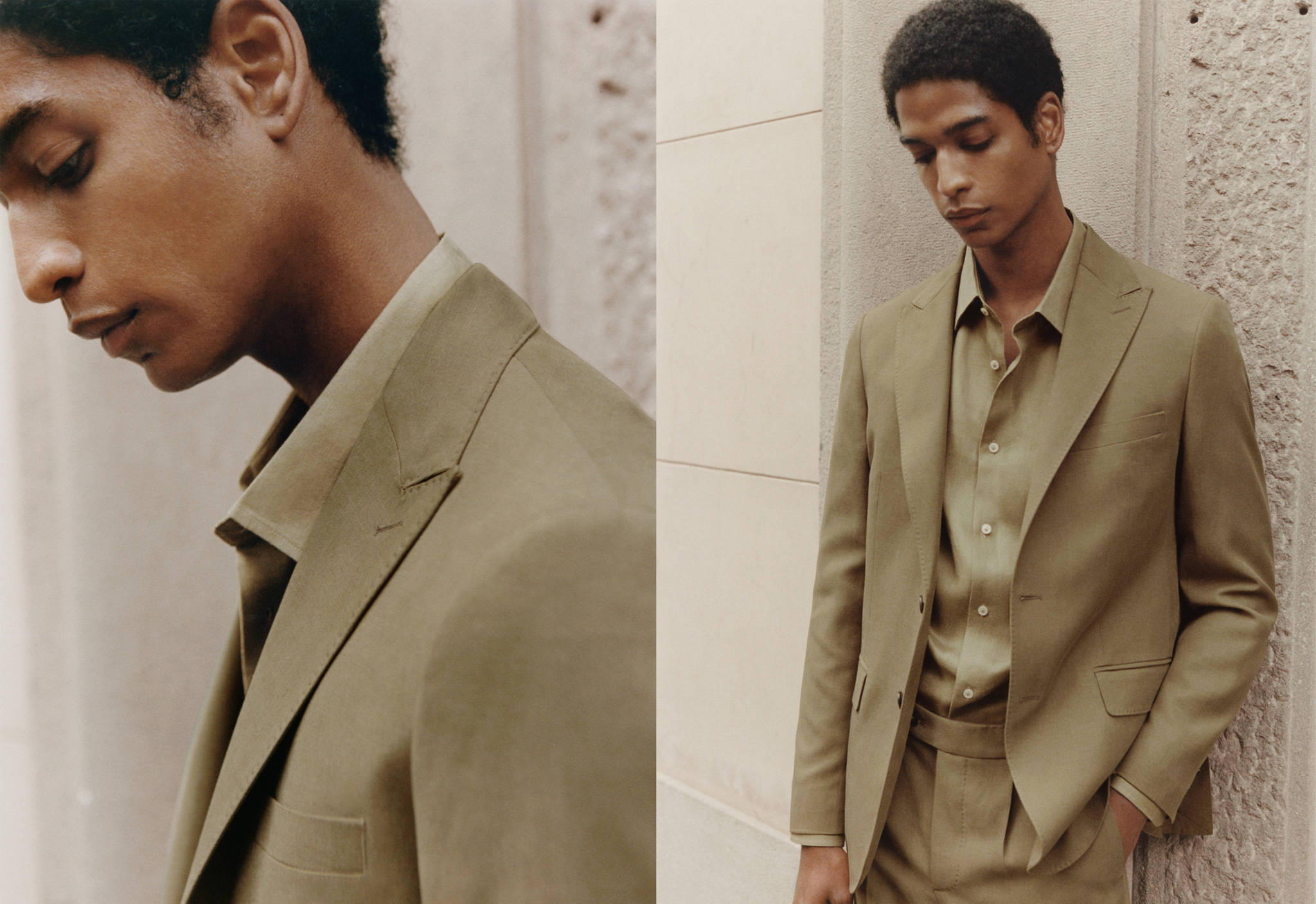 Slim-fit linen and cotton suit jacket - Panoramic plane