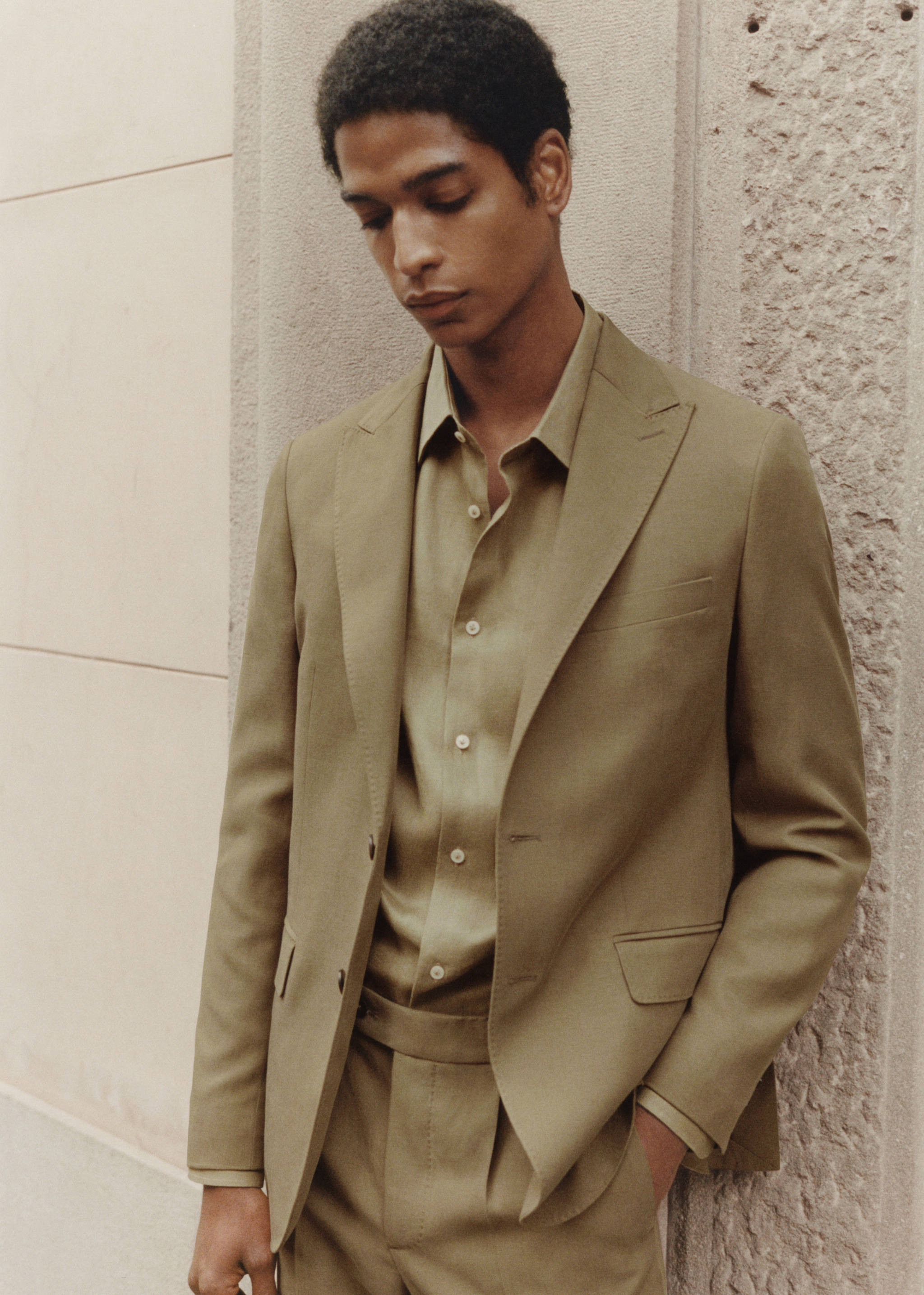 Slim-fit linen and cotton suit jacket - Details of the article 5