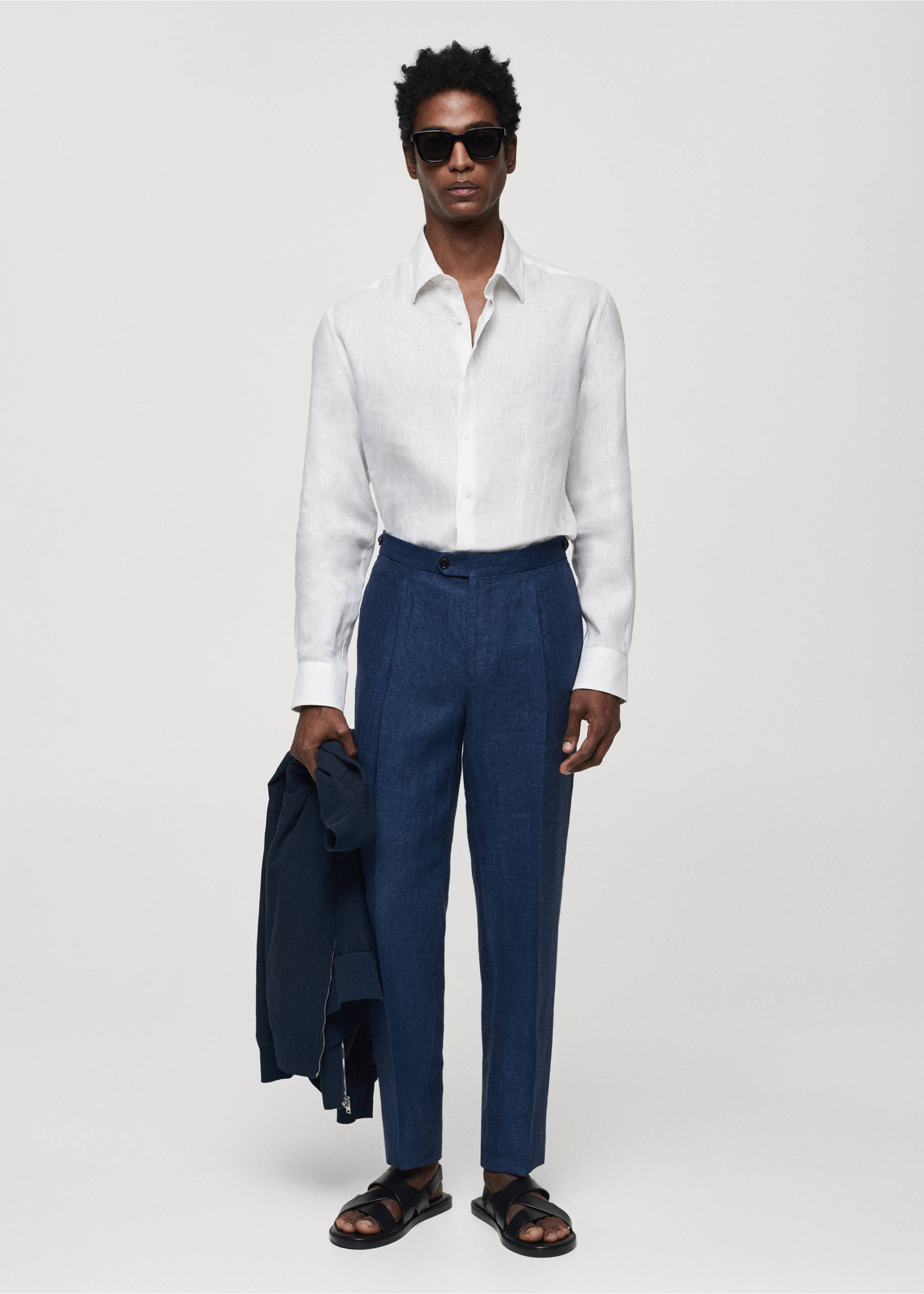 Regular-fit 100% linen shirt - General plane, White. Ref: 67096311-00.