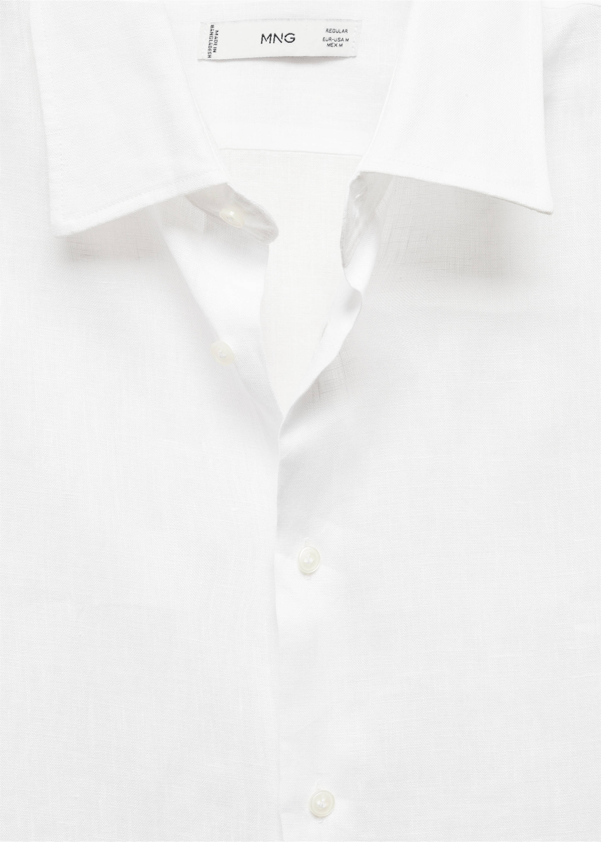 Regular-fit 100% linen shirt - Details of the article 8, White. Ref: 67096311-00.