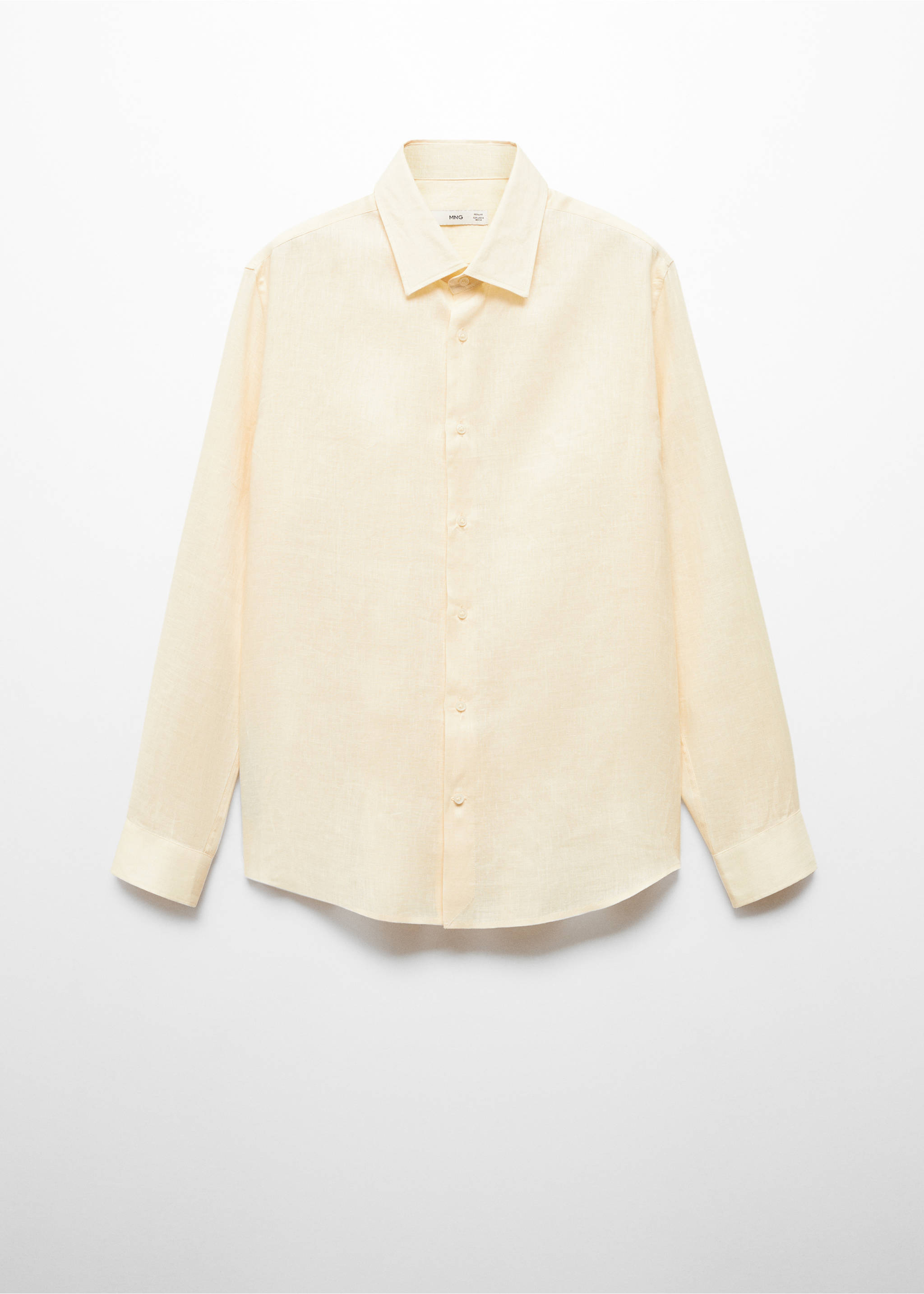 Regular-fit 100% linen shirt - Article without model, Yellow. Ref: 67096311-00.