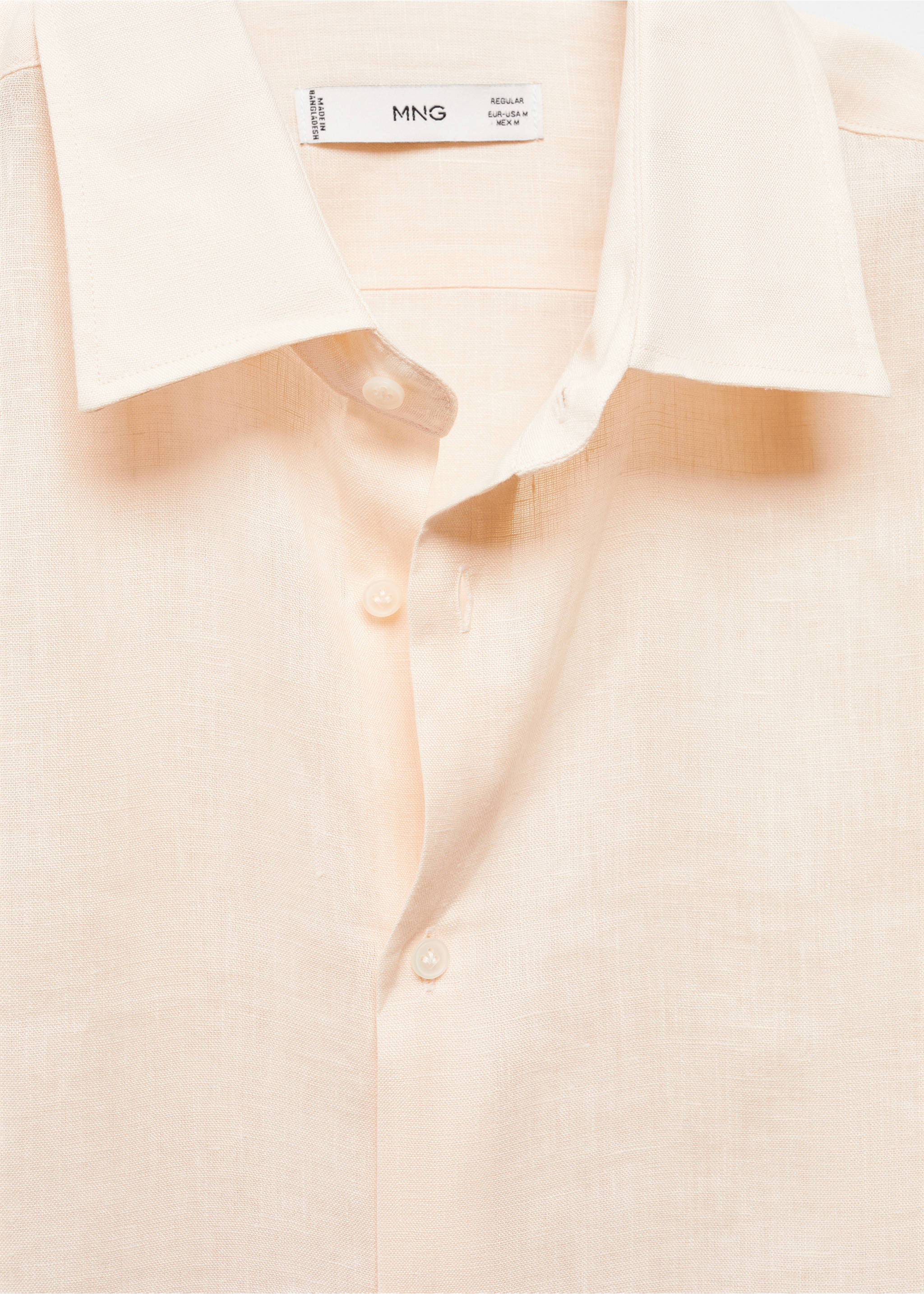 Regular-fit 100% linen shirt - Details of the article 8, Salmon. Ref: 67096311-00.