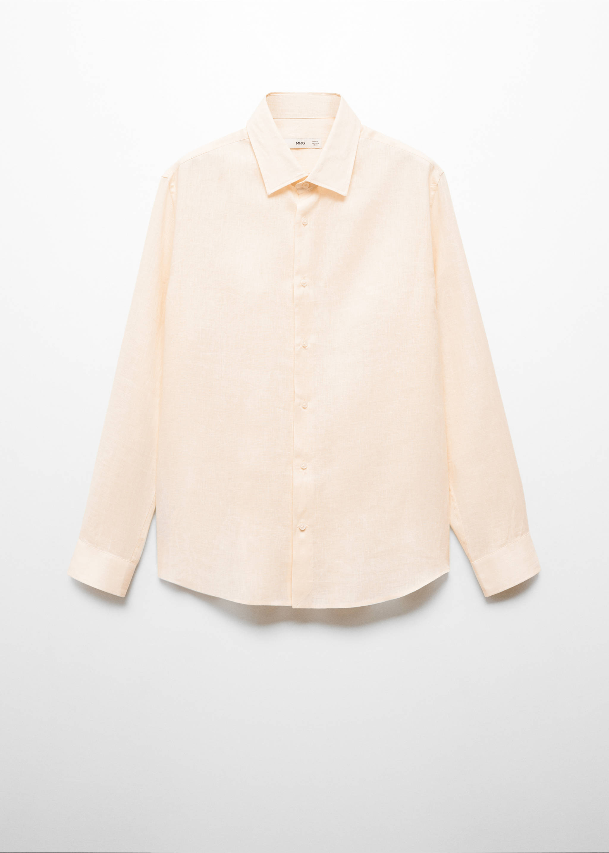 Regular-fit 100% linen shirt - Article without model, Salmon. Ref: 67096311-00.