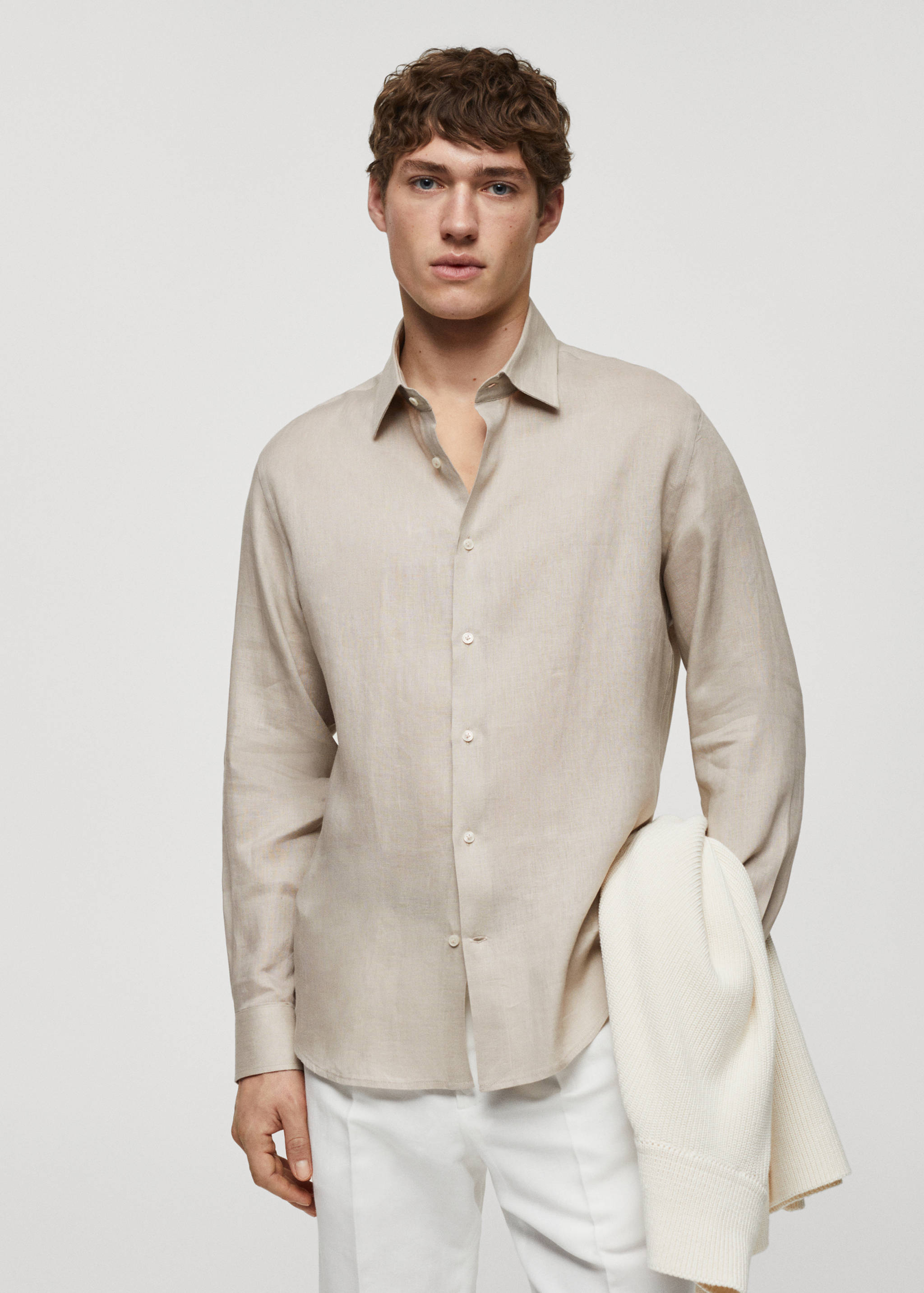 Regular-fit 100% linen shirt - Medium plane