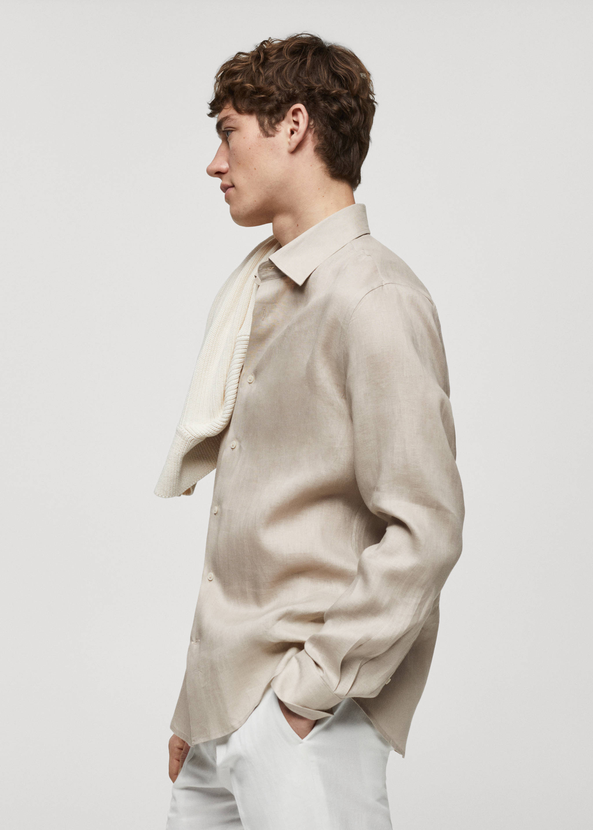 Regular-fit 100% linen shirt - Details of the article 2