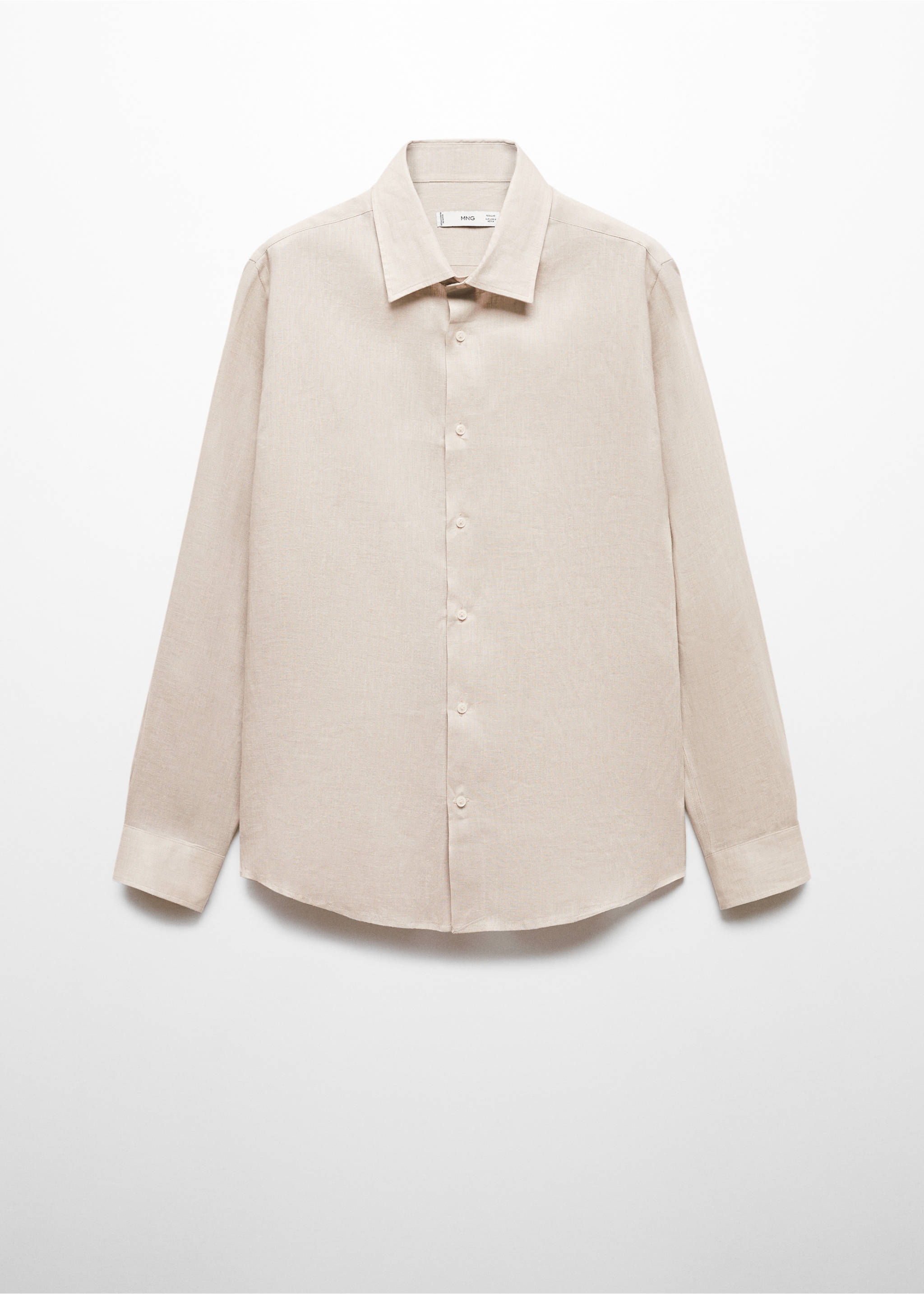 Regular-fit 100% linen shirt - Article without model, Medium Brown. Ref: 67096311-00.