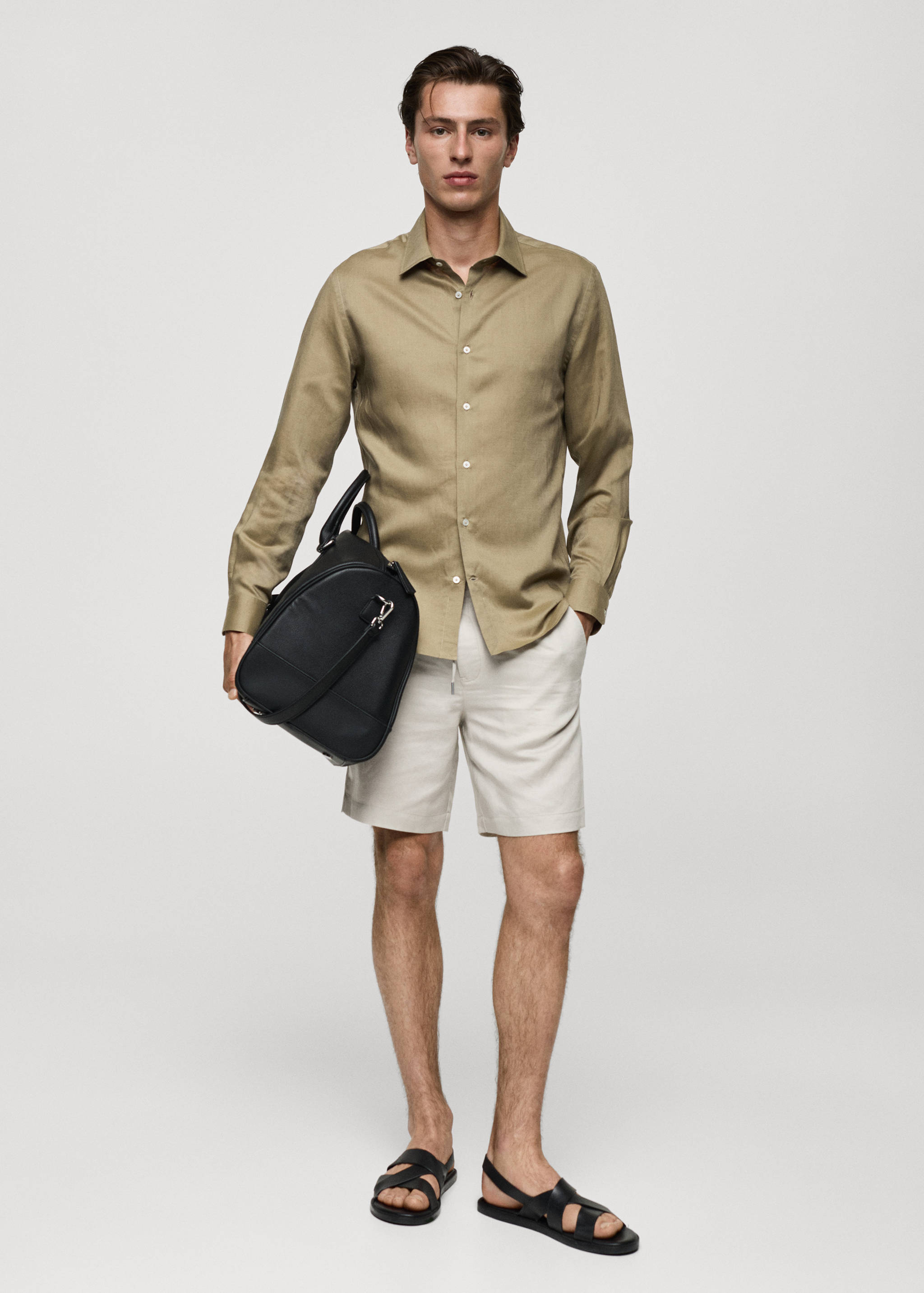 Regular-fit 100% linen shirt - General plane