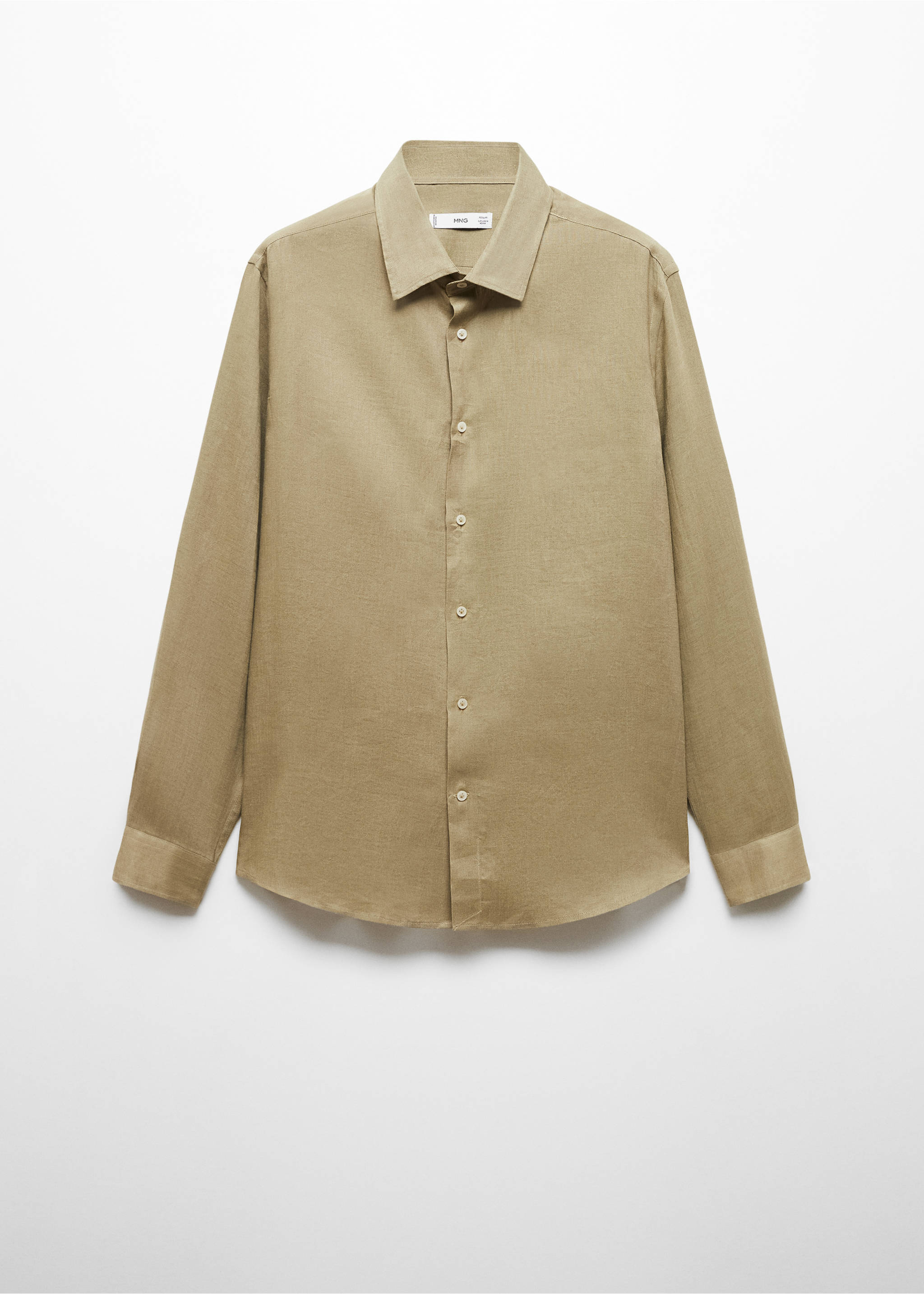 Regular-fit 100% linen shirt - Article without model, Khaki. Ref: 67096311-00.