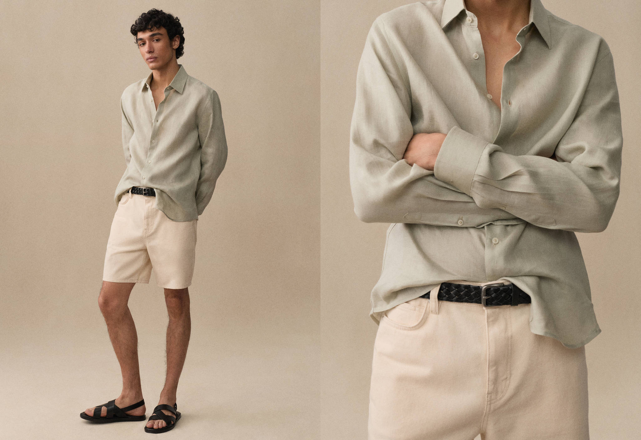Camisa regular fit 100% lino - Plano panorámico