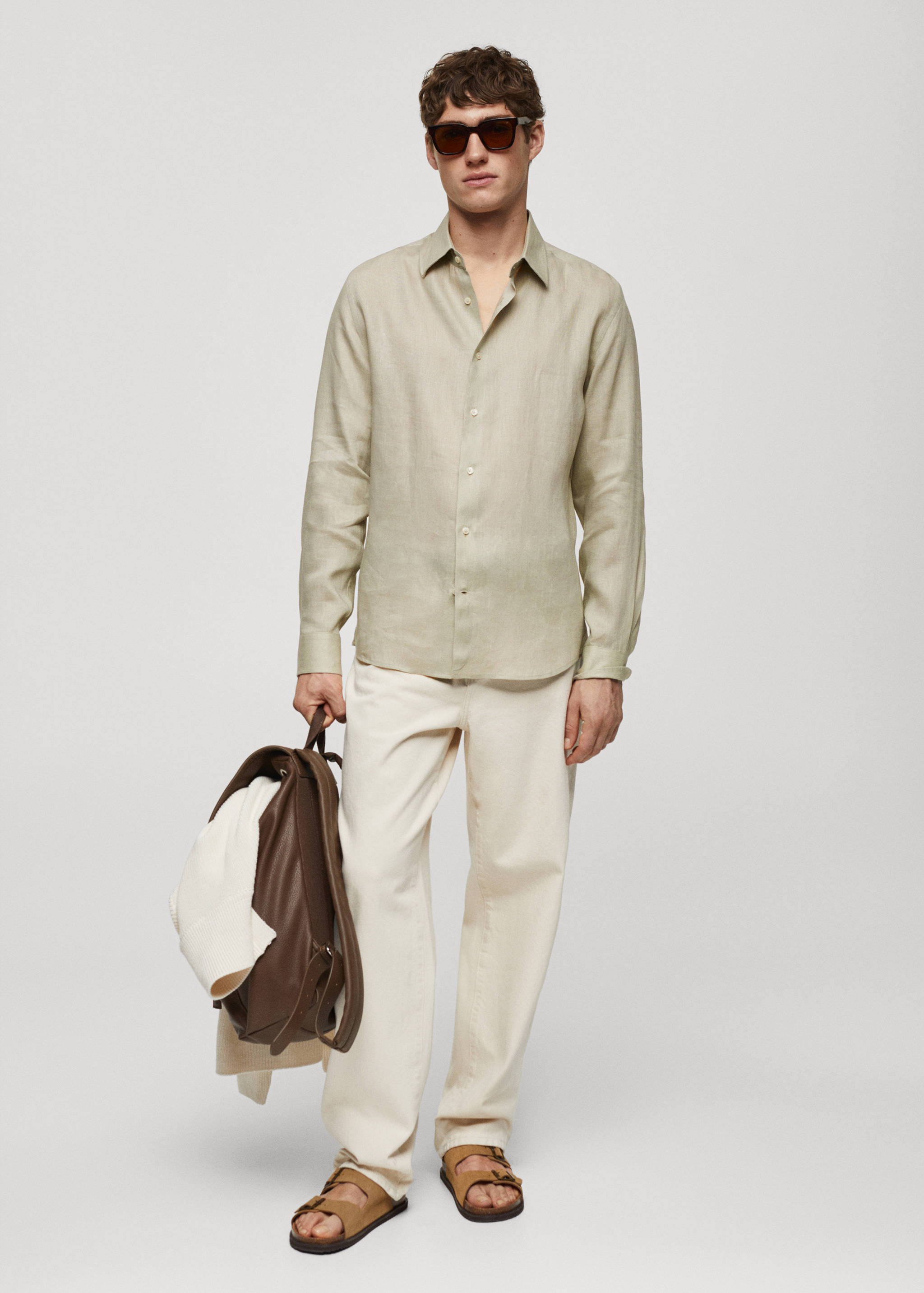 Regular-fit 100% linen shirt - General plane