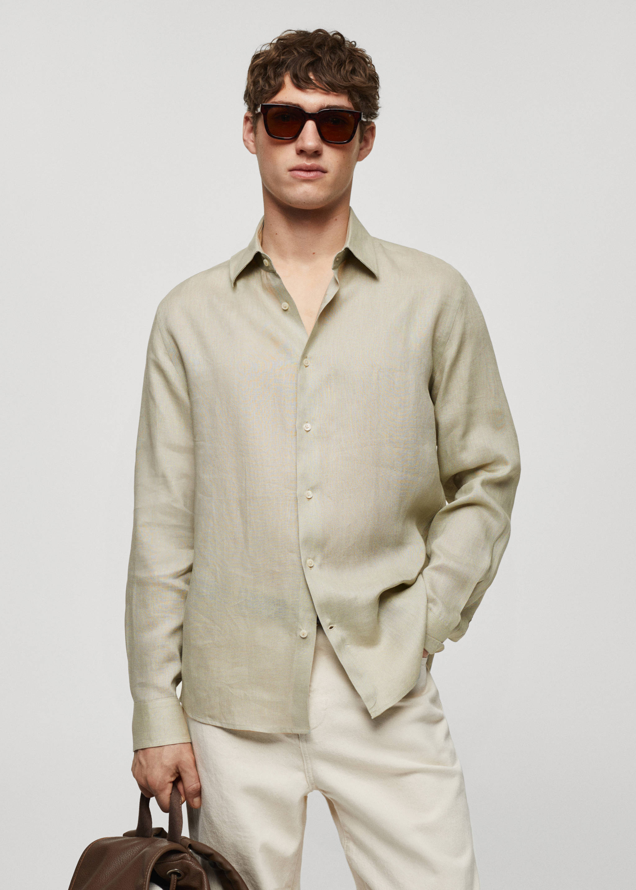 Regular-fit 100% linen shirt - Medium plane