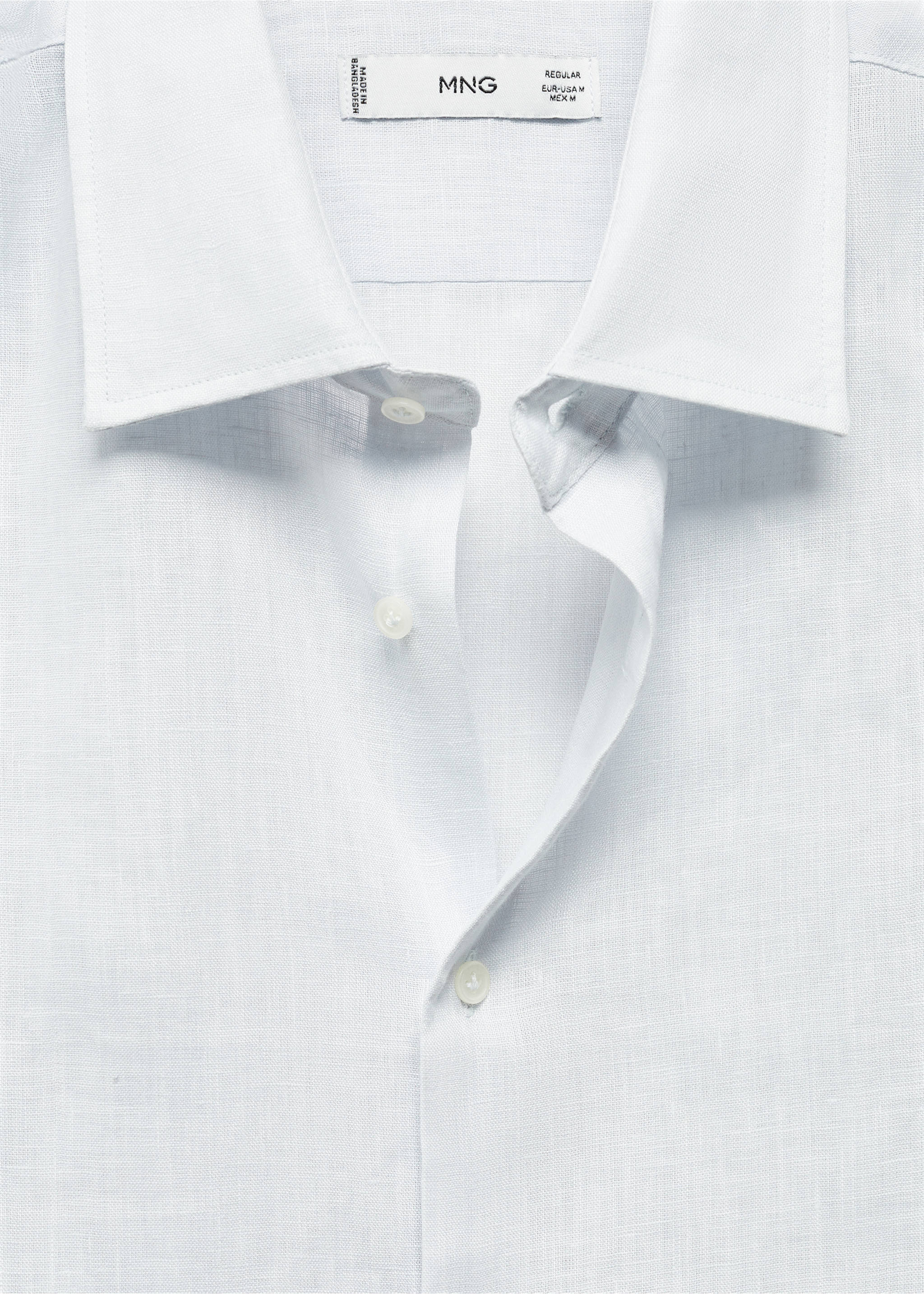 Regular-fit 100% linen shirt - Details of the article 8, Sky Blue. Ref: 67096311-00.