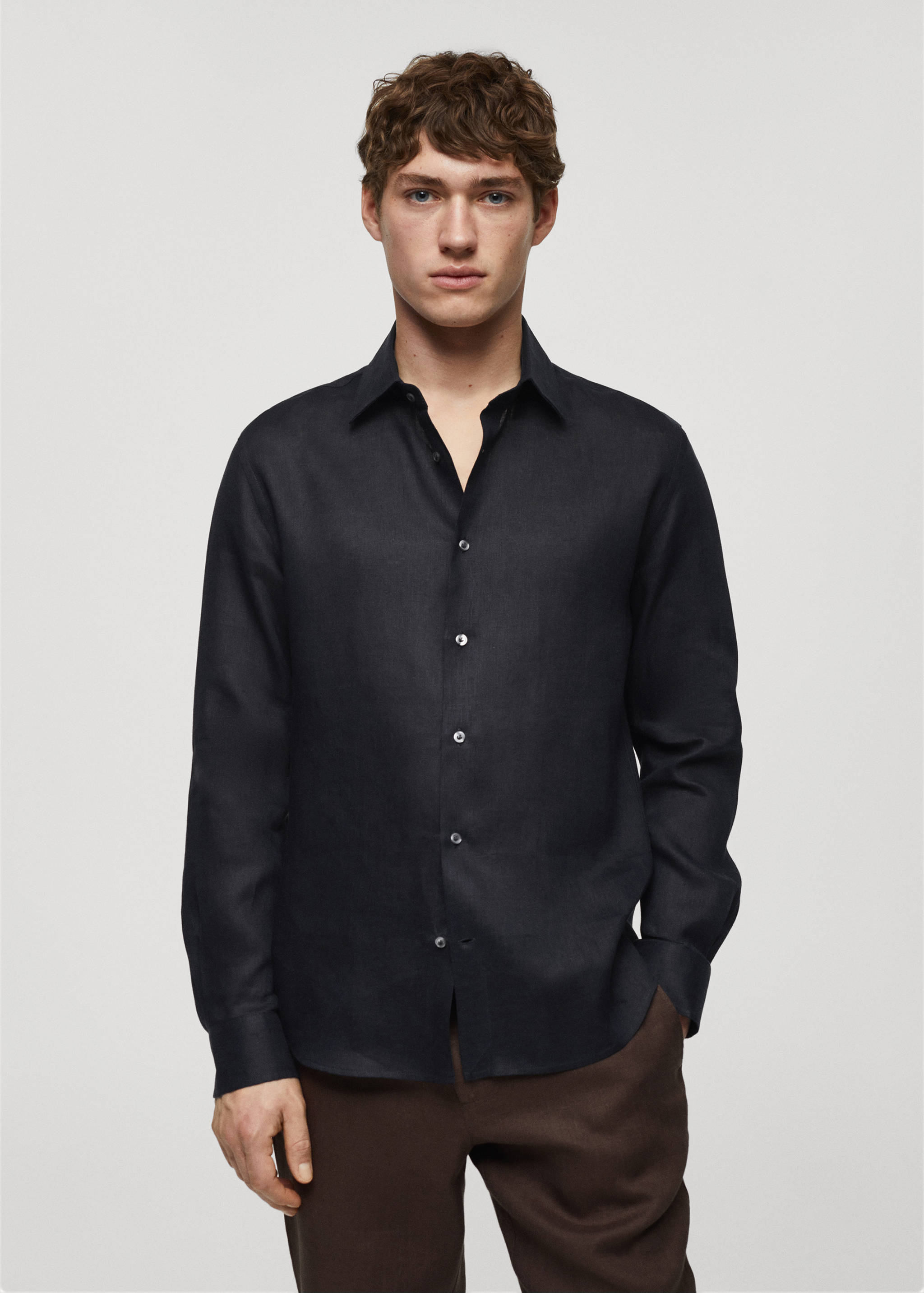 Regular-fit 100% linen shirt - Medium plane