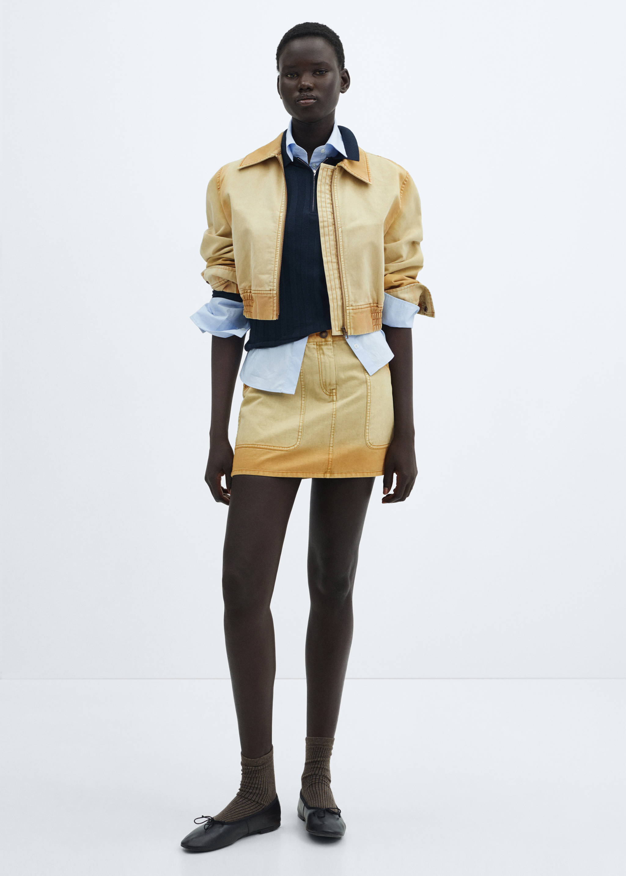 Worn-effect bomber jacket - General plane