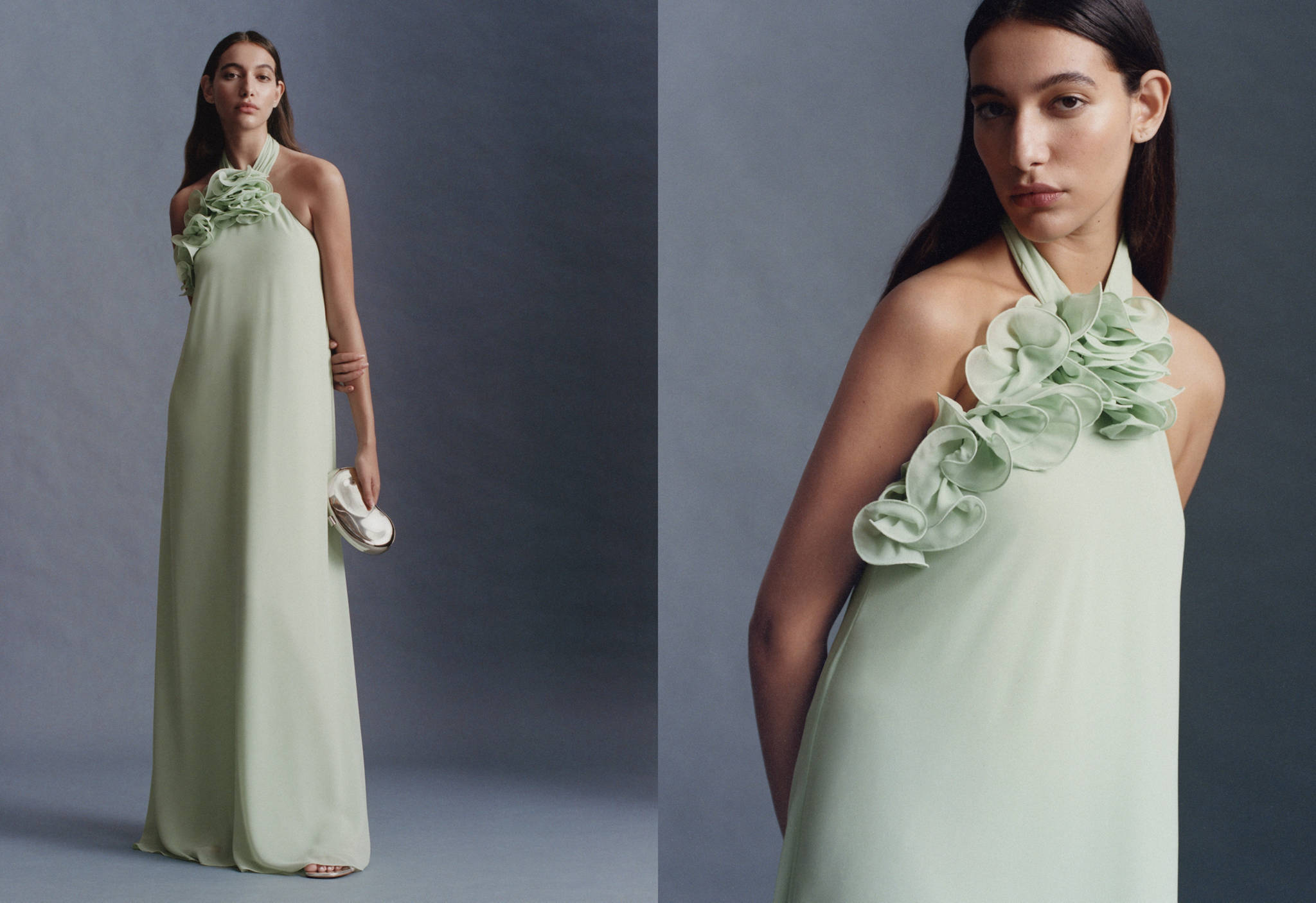 Halter-neck open-back dress - Panoramic plane
