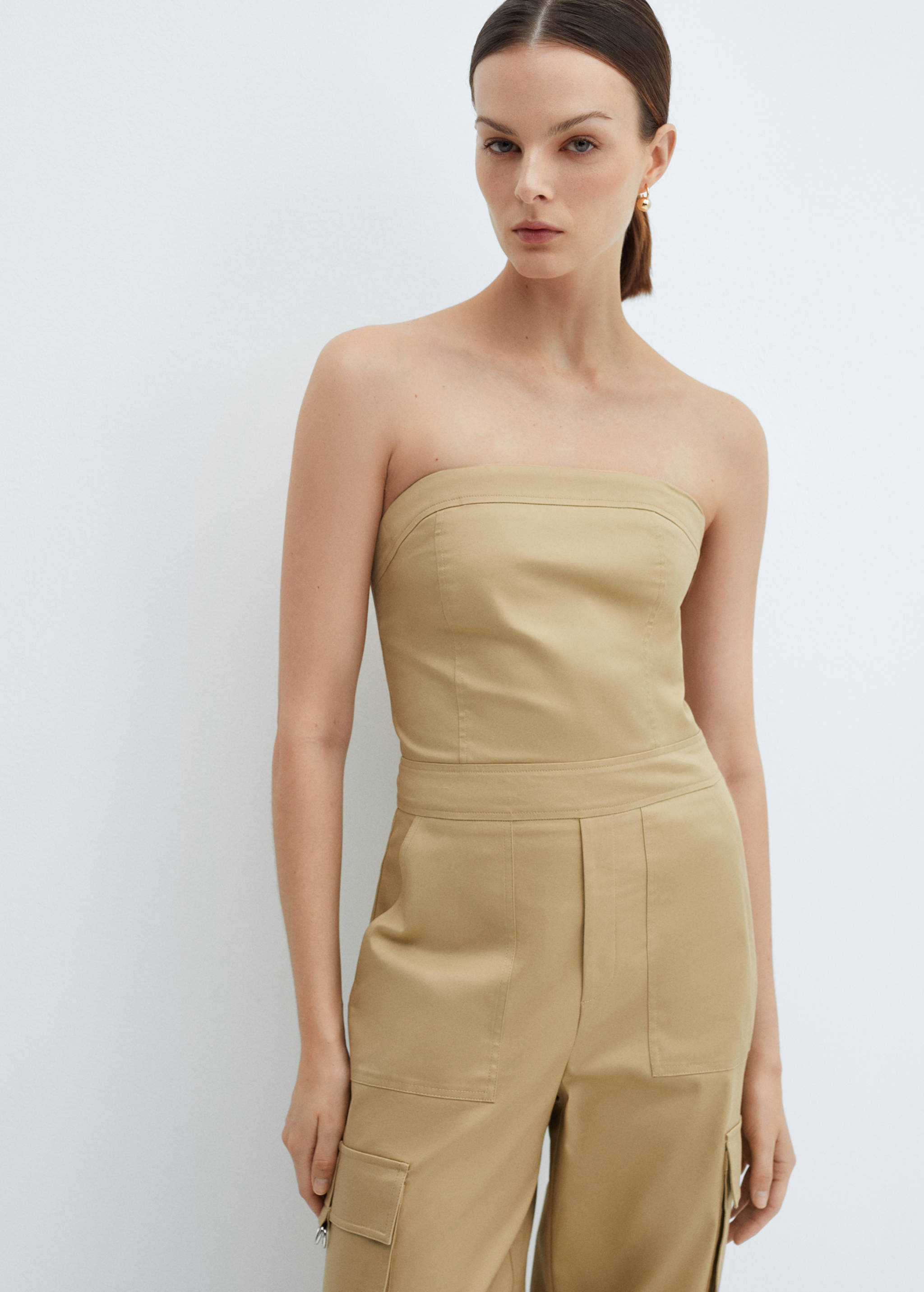 Strapless cargo jumpsuit - Medium plane
