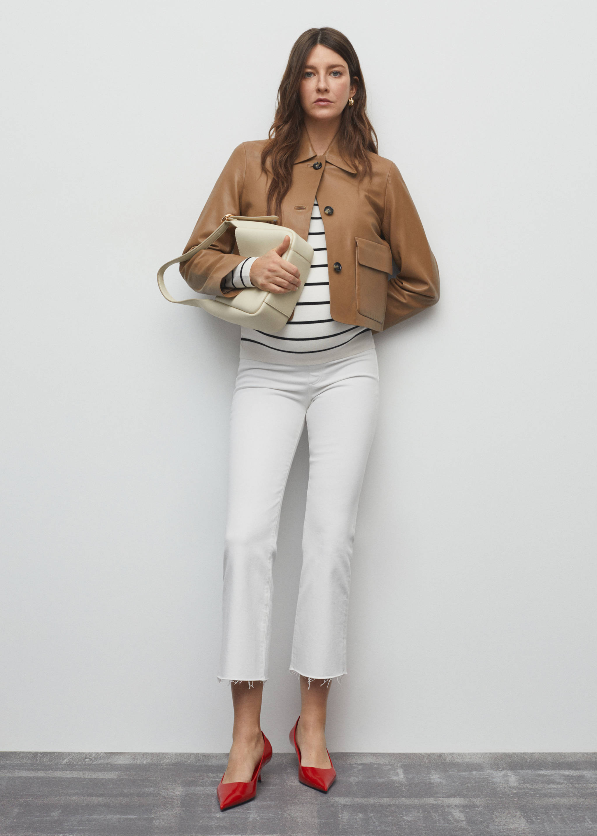 Maternity flared cropped jeans - General plane