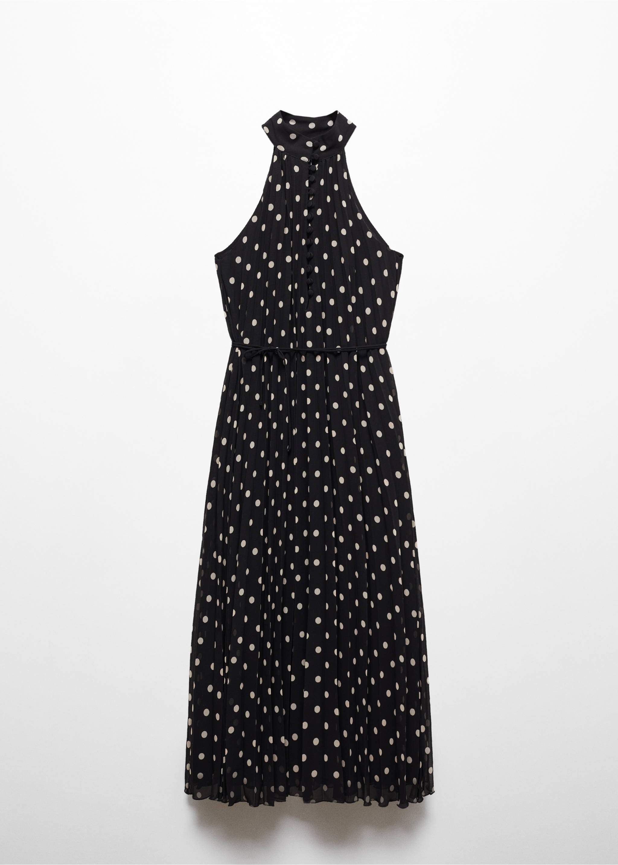Polka-dot pleated dress - Article without model, Black. Ref: 67096338-00.