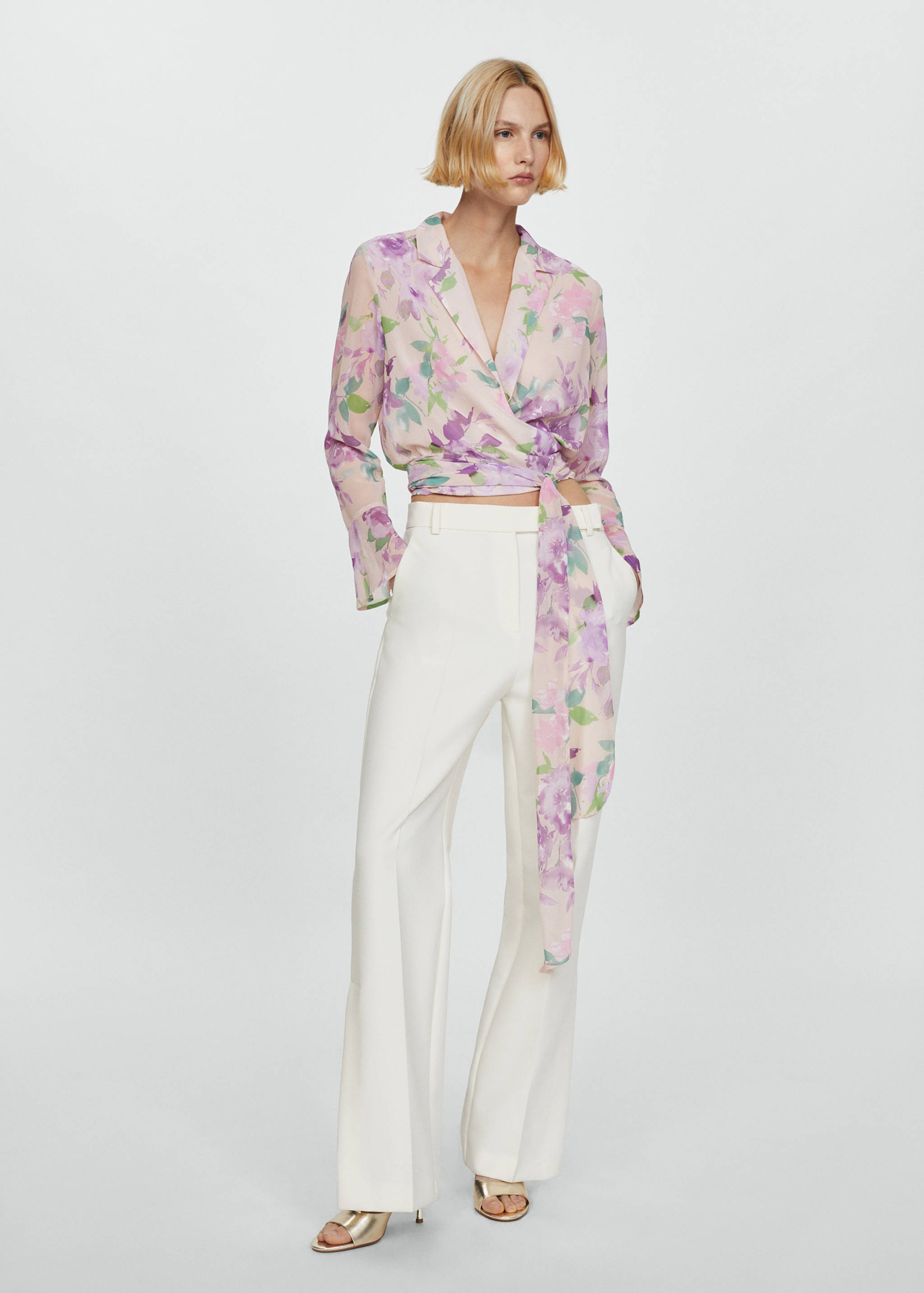 Floral print crossover blouse - General plane