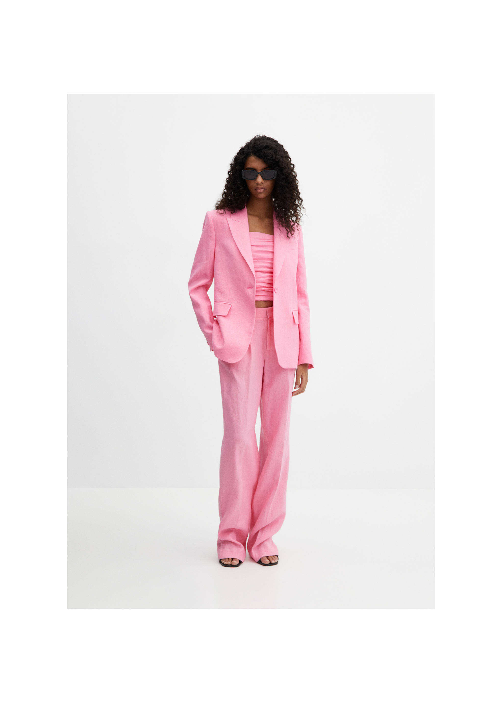 Blazer suit 100% linen - General plane, Pink. Ref: 67096345-00.