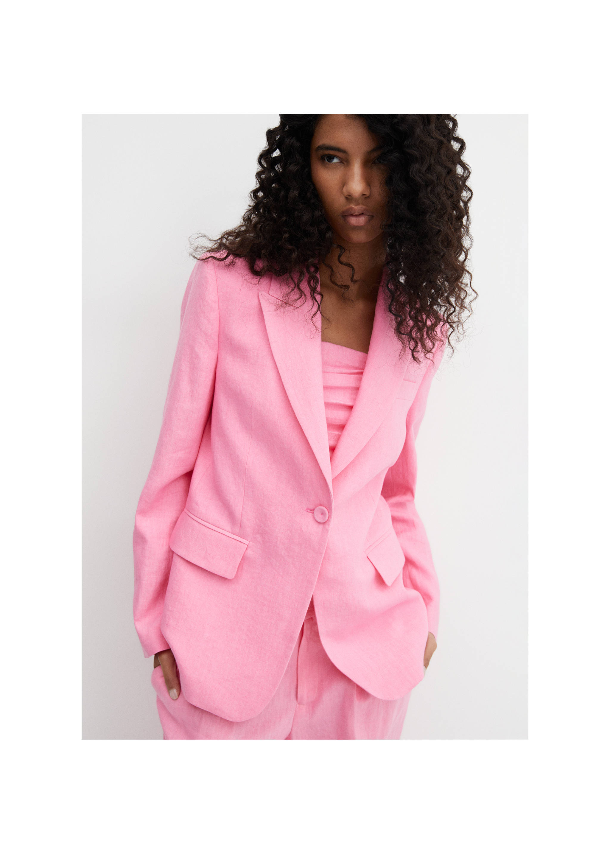 Blazer suit 100% linen - Medium plane, Pink. Ref: 67096345-00.