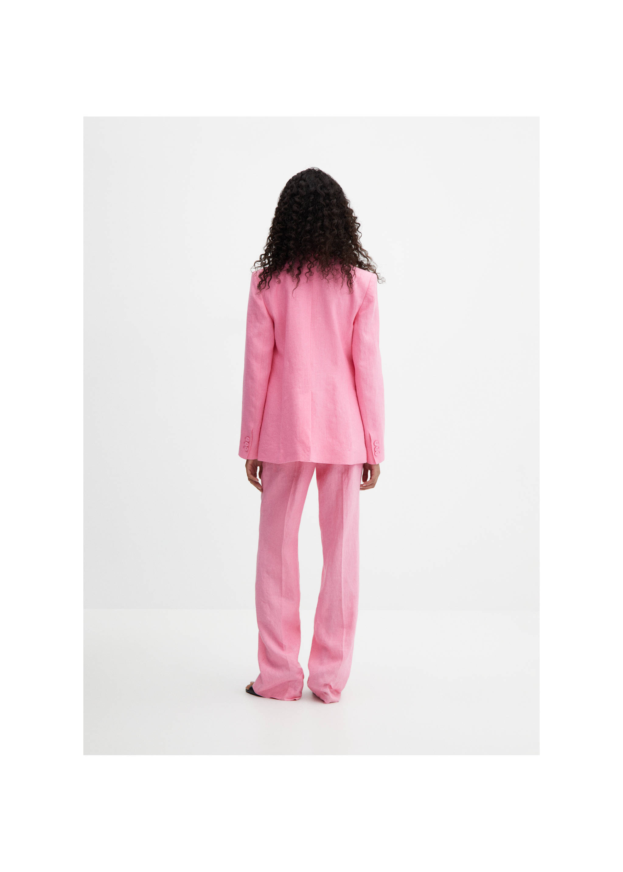 Blazer suit 100% linen - Reverse of the article, Pink. Ref: 67096345-00.