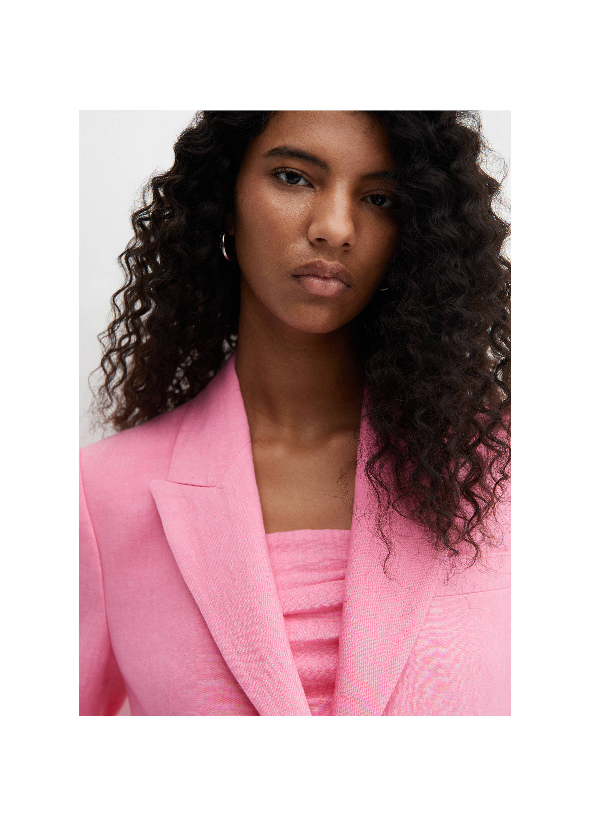 Blazer suit 100% linen - Details of the article 1, Pink. Ref: 67096345-00.