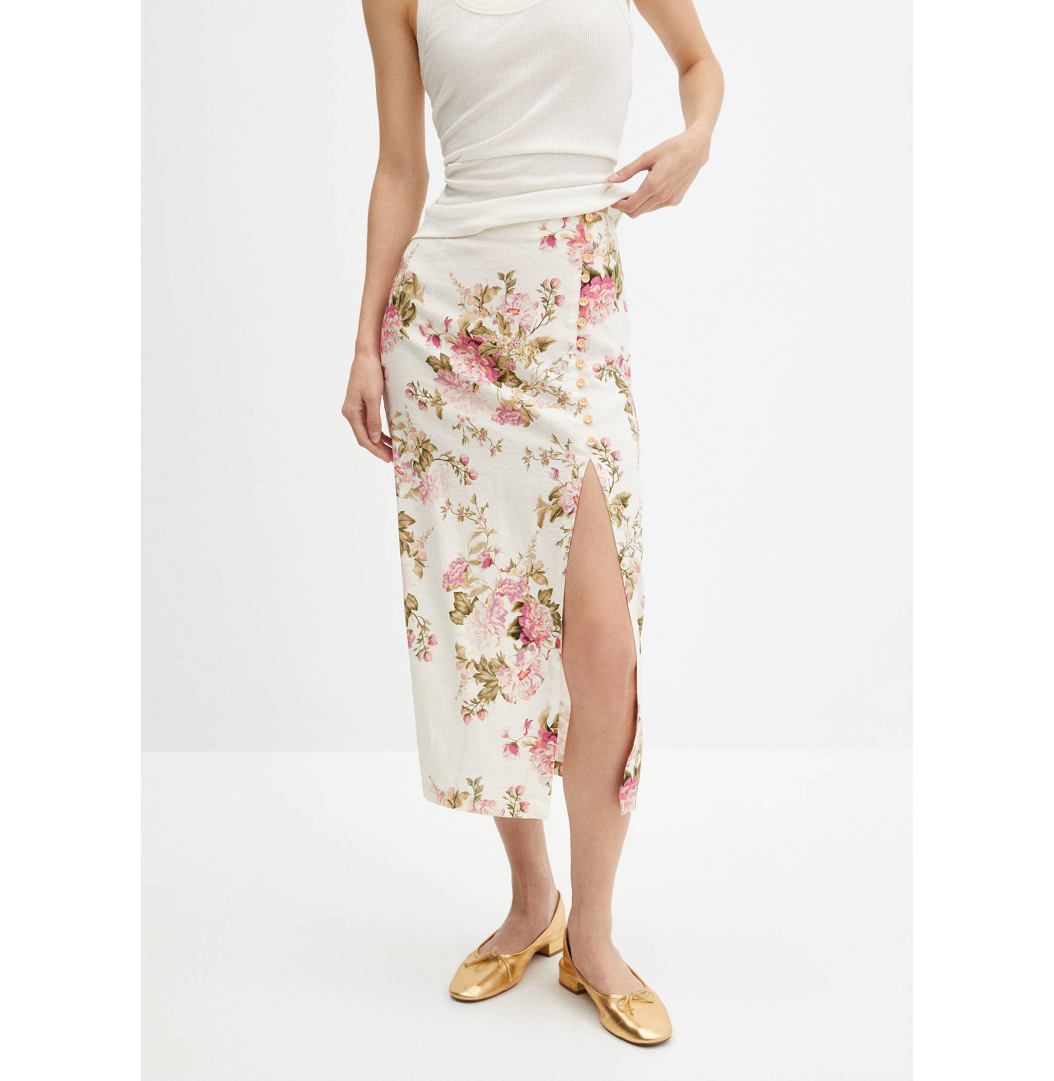 Linen skirt with slit - Medium plane