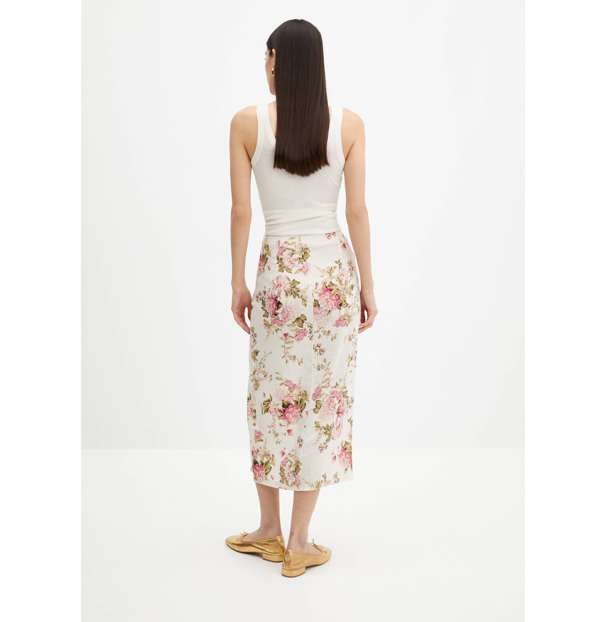 Linen skirt with slit - Reverse of the article