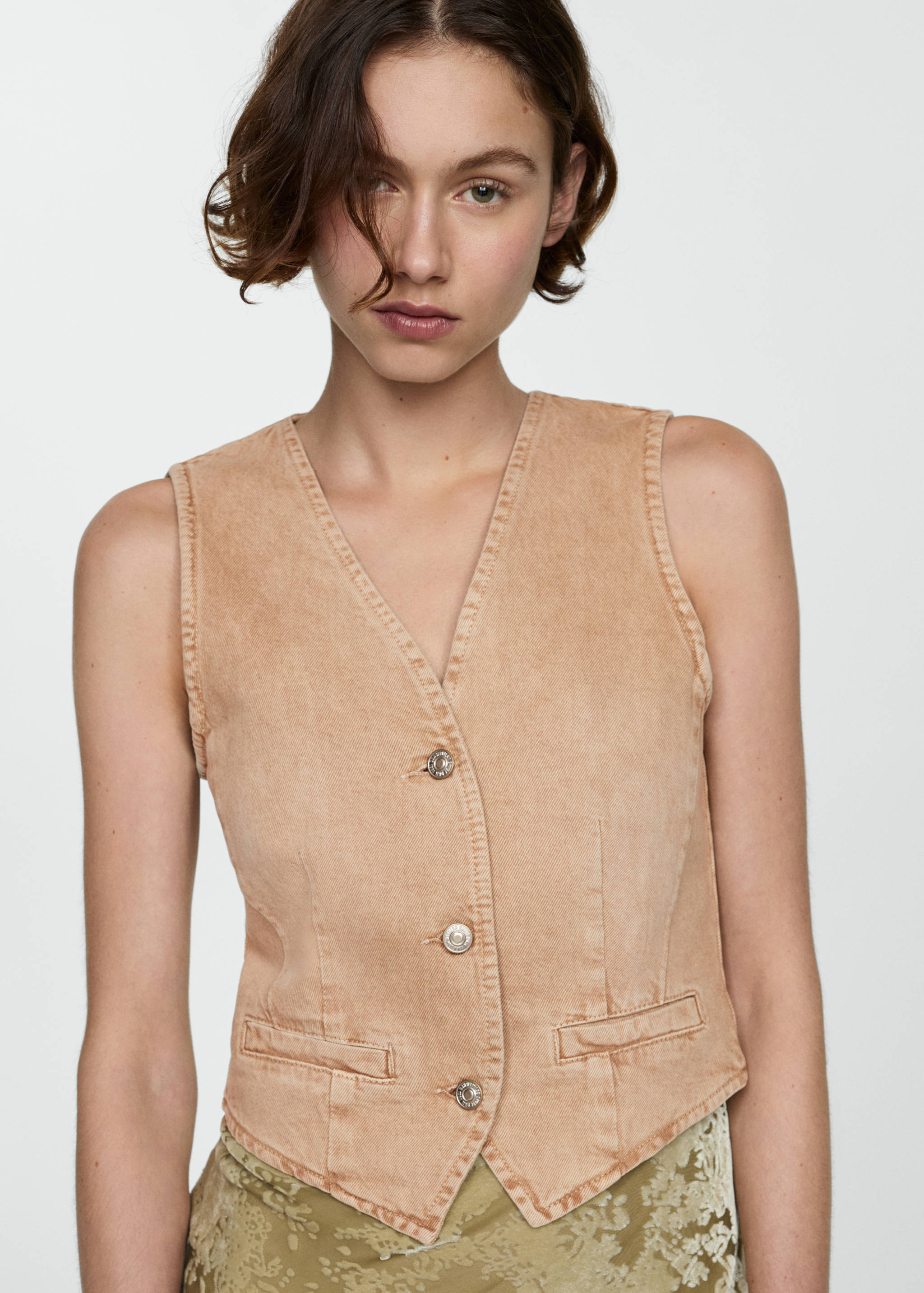 Denim vest with seams - Medium plane
