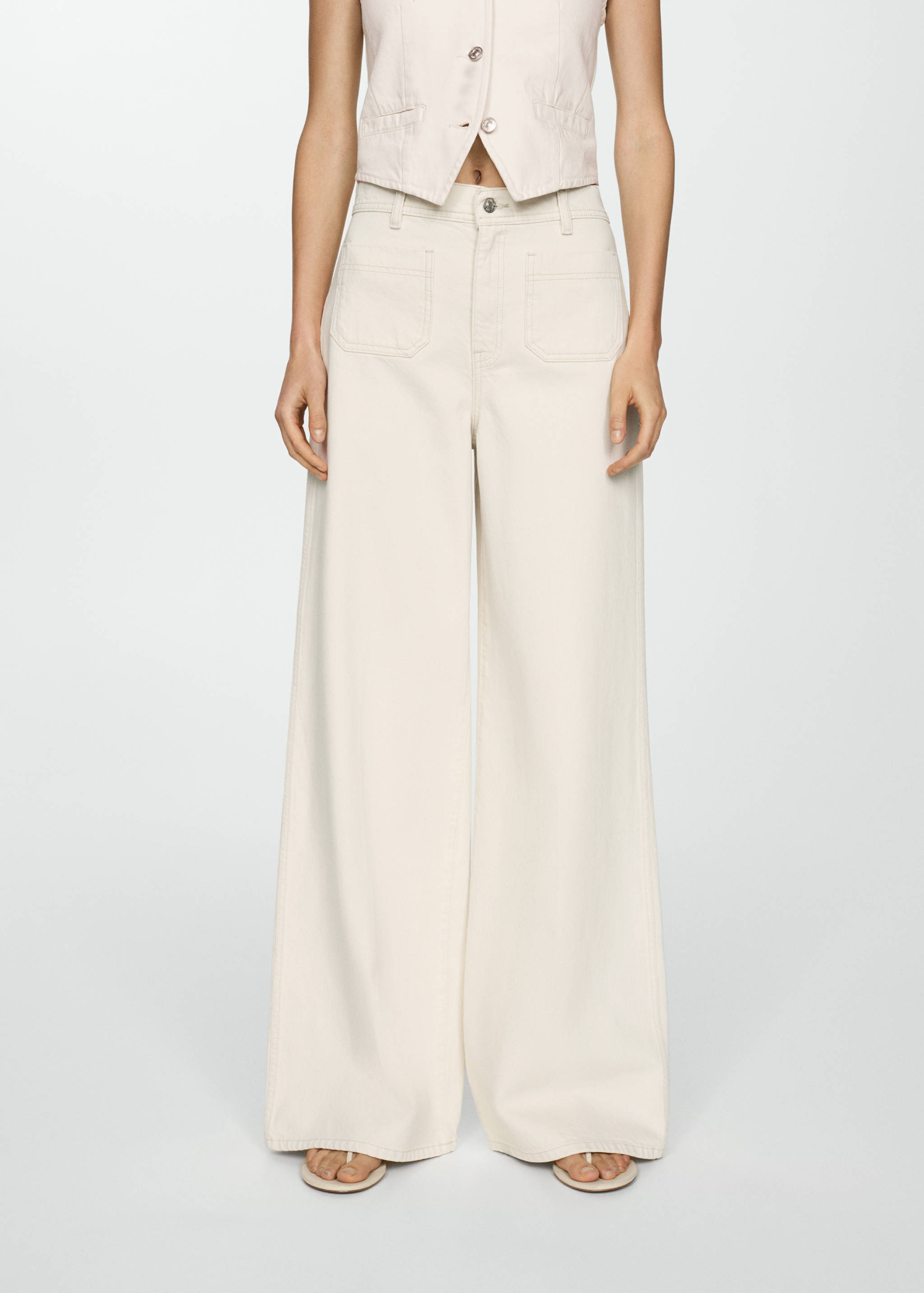 Jeans wideleg bolsillos - Plano medio