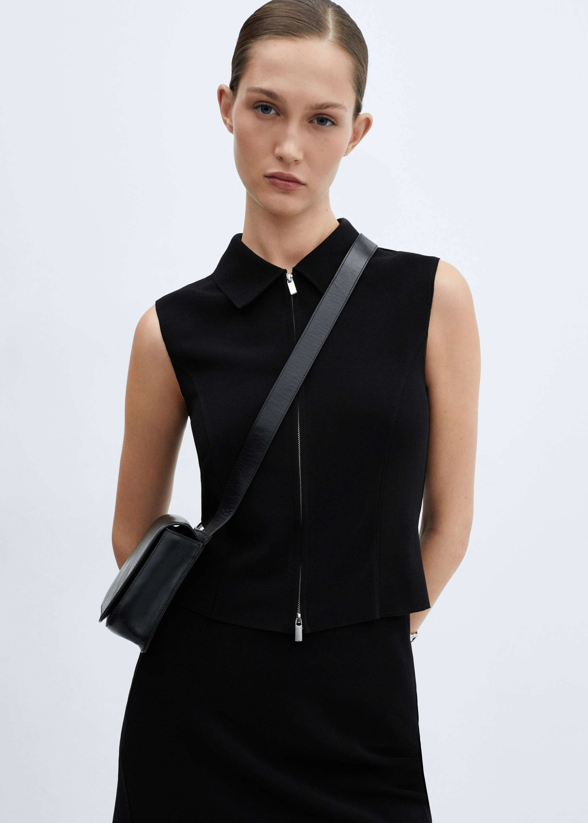 Crop top with zip - Medium plane