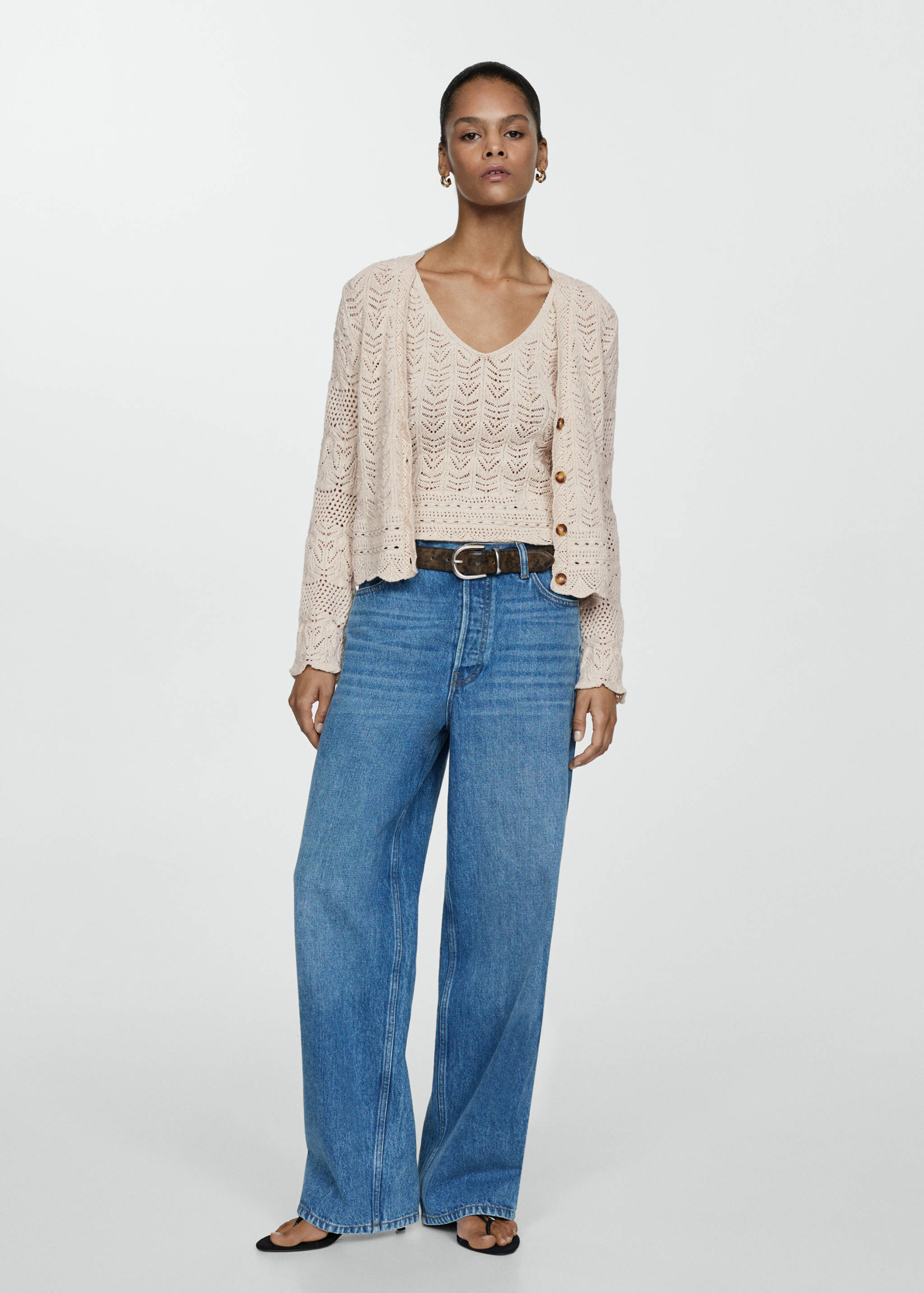 Openwork details cardigan - General plane