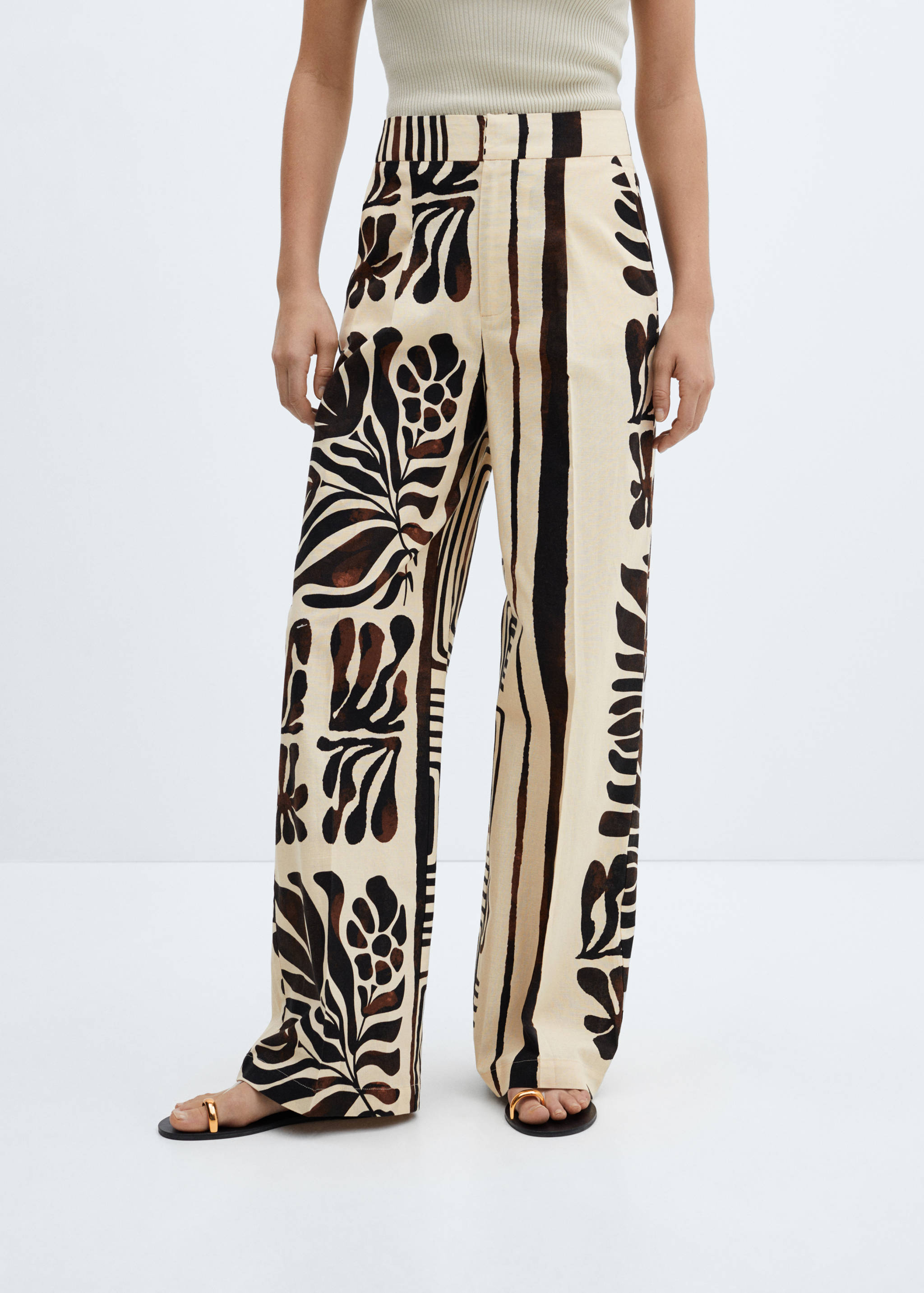 Printed cotton trousers - Medium plane