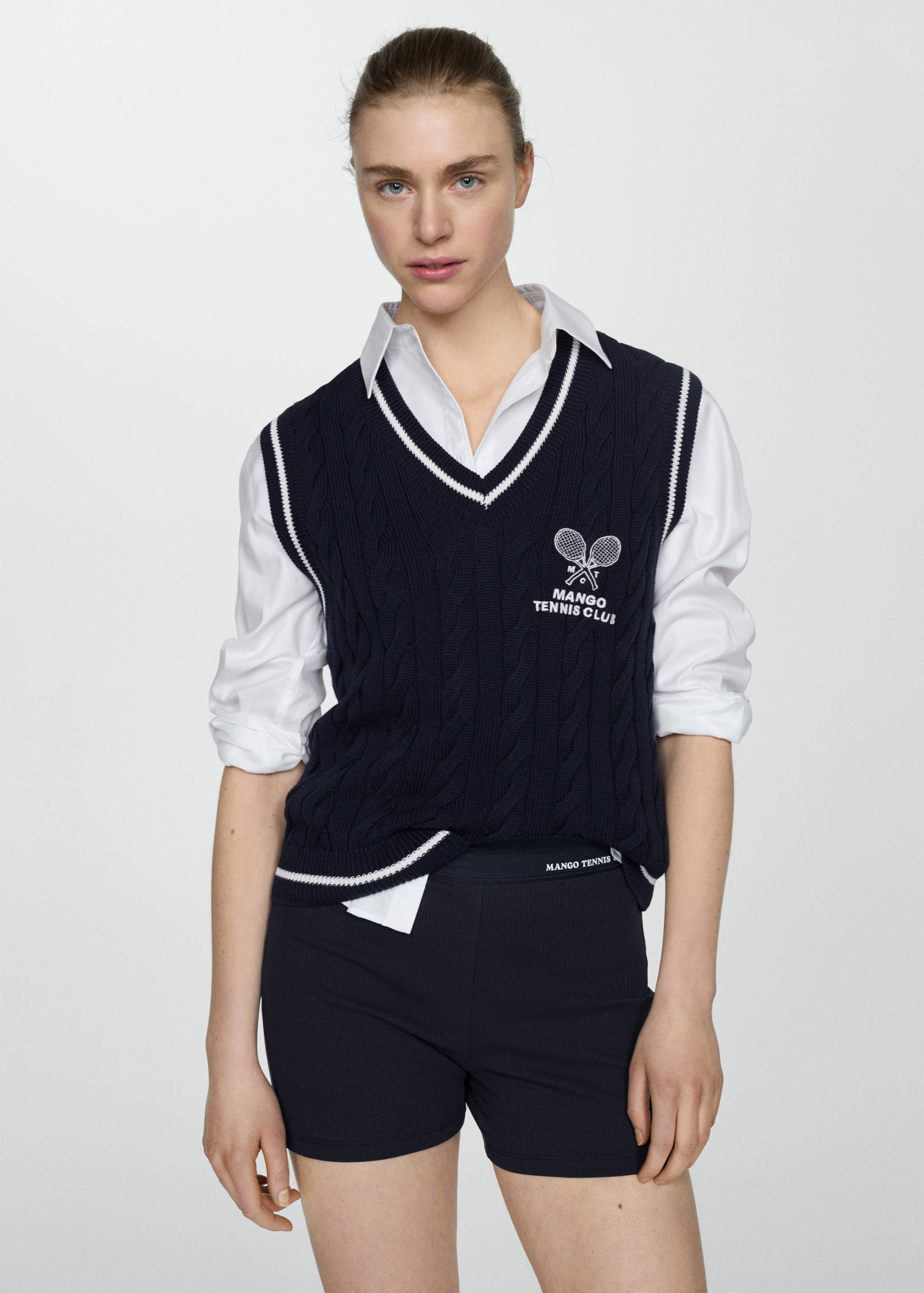 带对比细节的编织夹克 - null