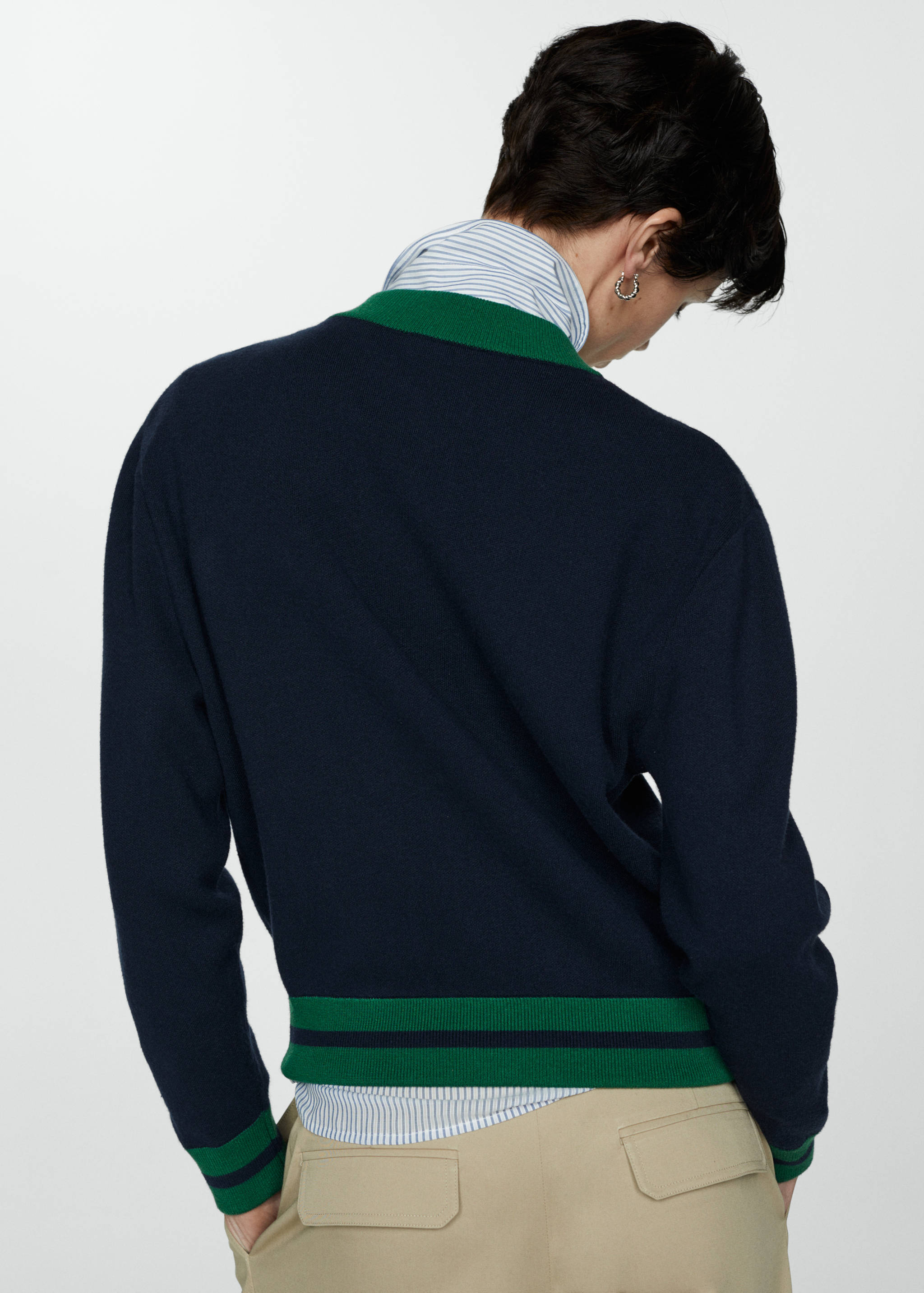 Contrasting ribbed cardigan - Reverse of the article
