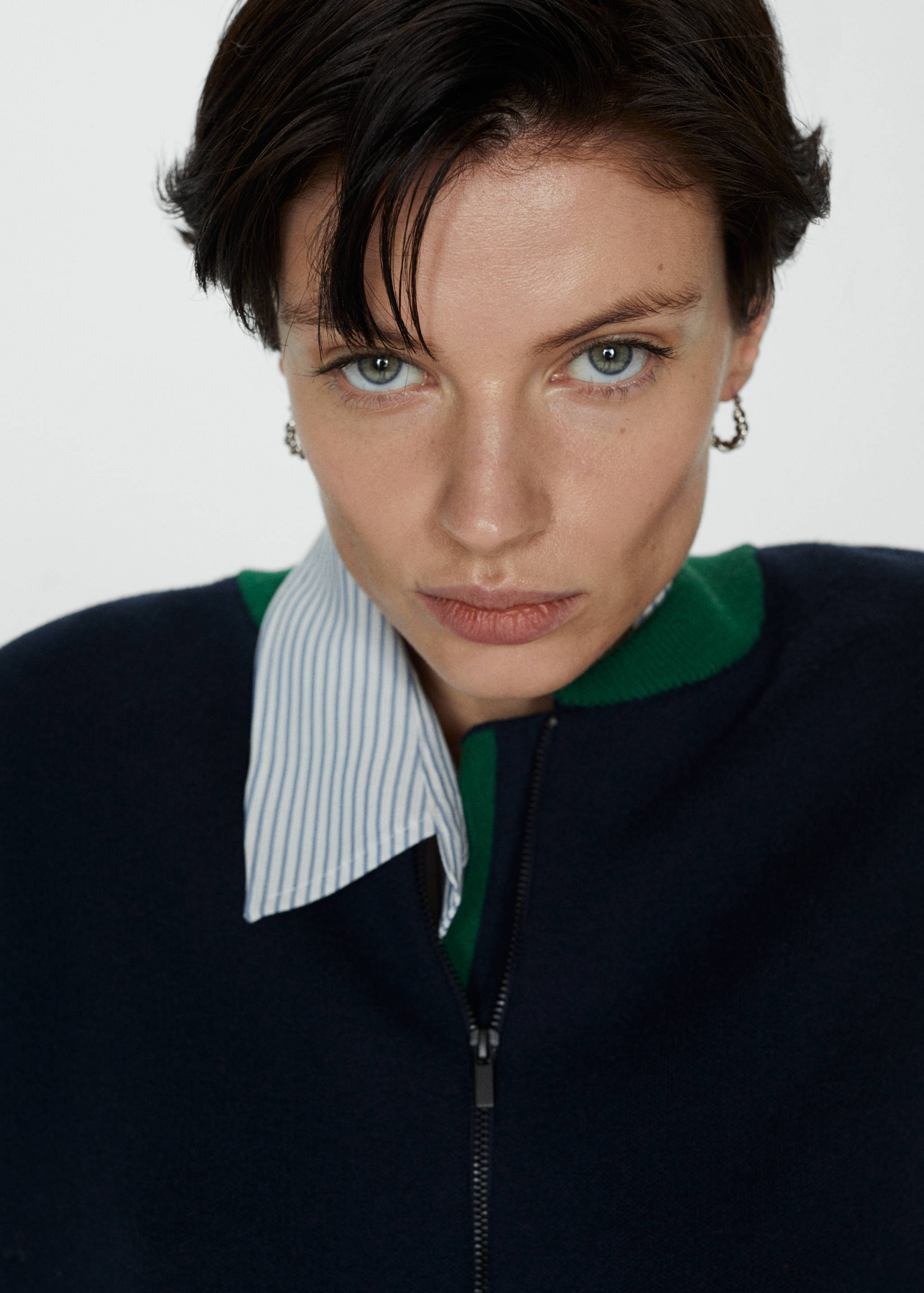 Contrasting ribbed cardigan - Details of the article 1