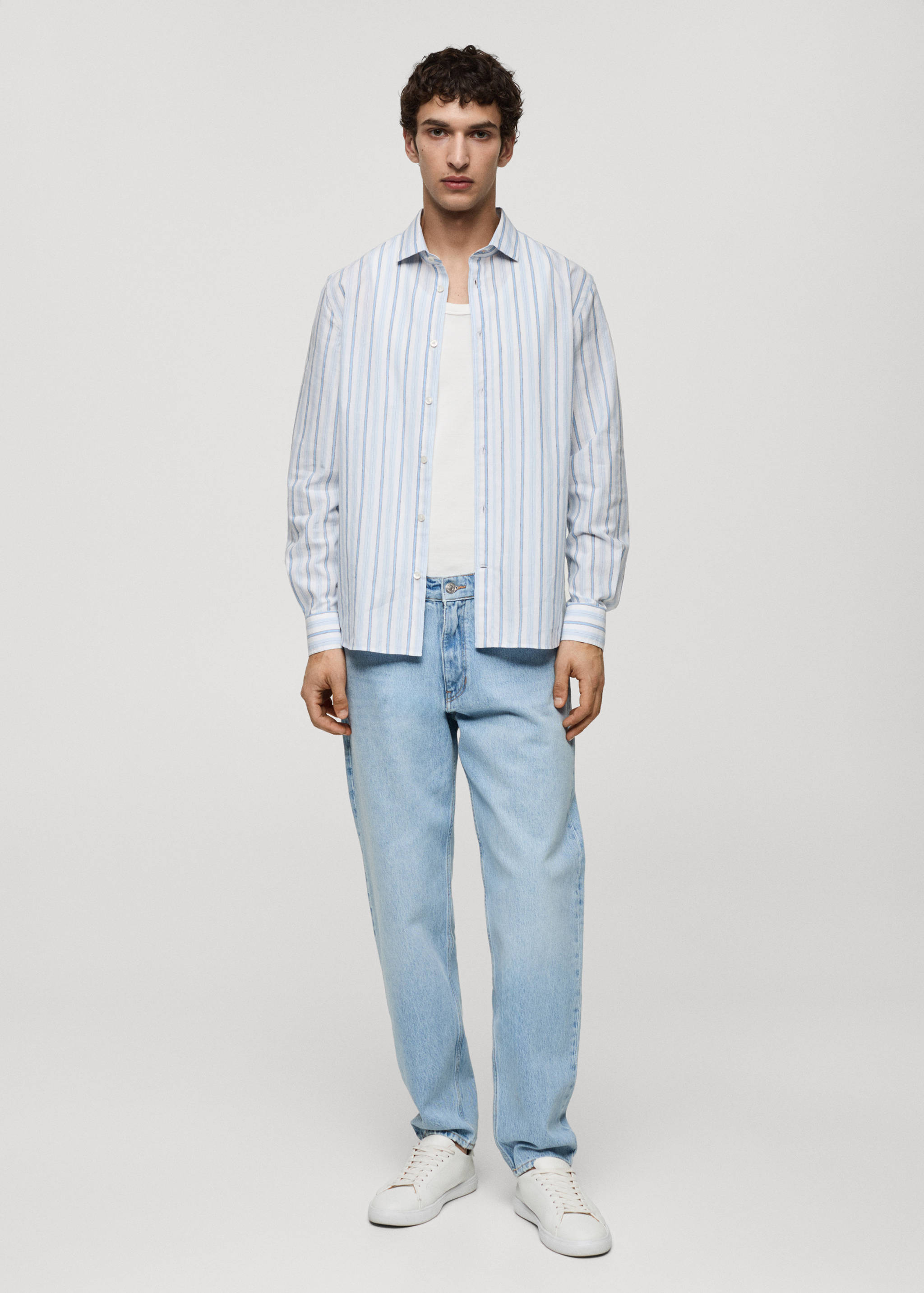 Chemise classic-fit coton lin rayures rustiques - Plan général