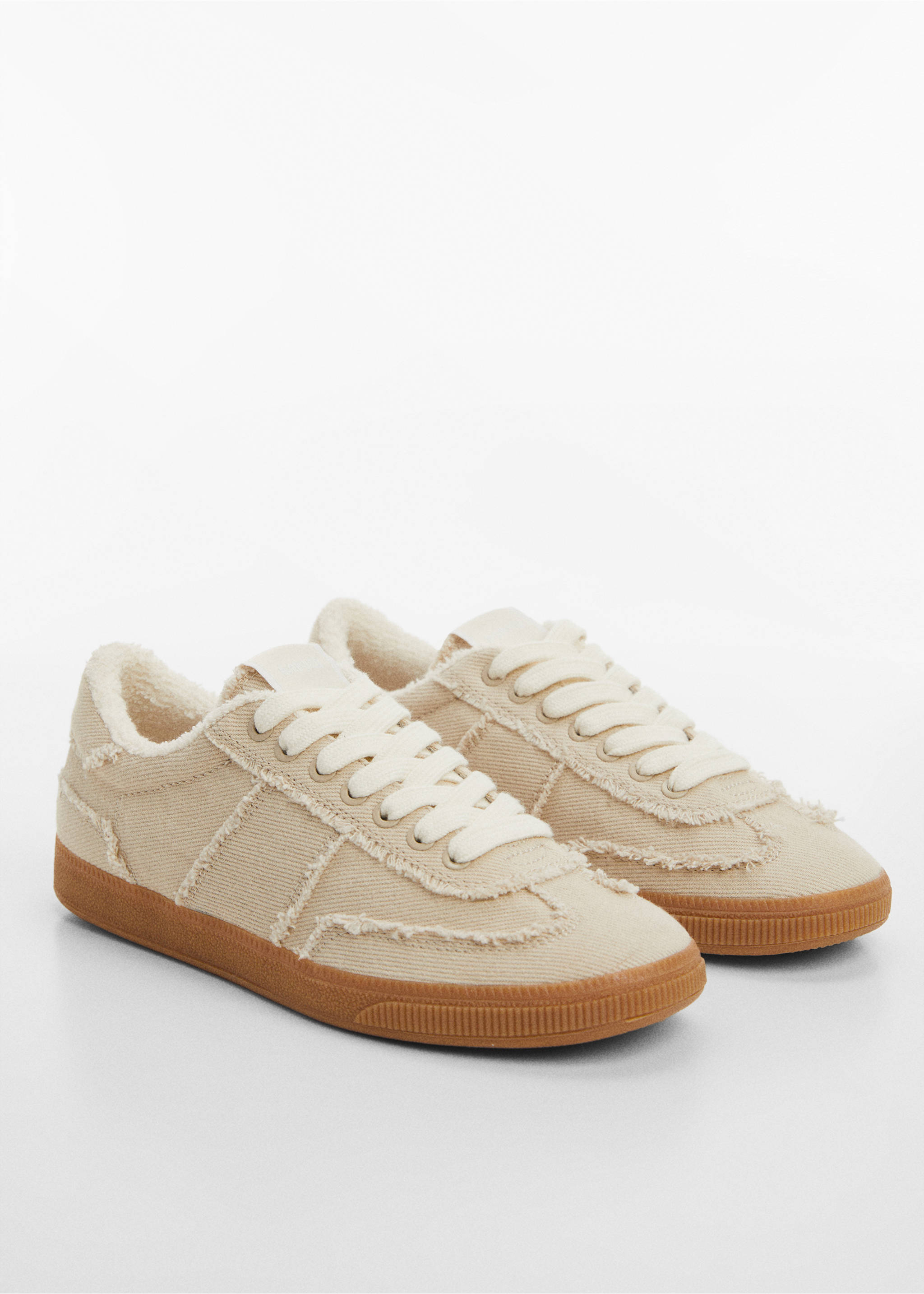 Trainers with frayed details - Medium plane, Beige. Ref: 67097689-00.