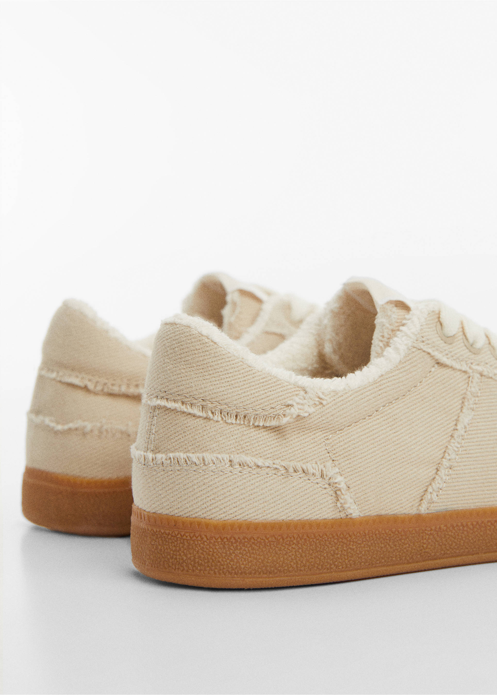 Trainers with frayed details - Details of the article 1, Beige. Ref: 67097689-00.