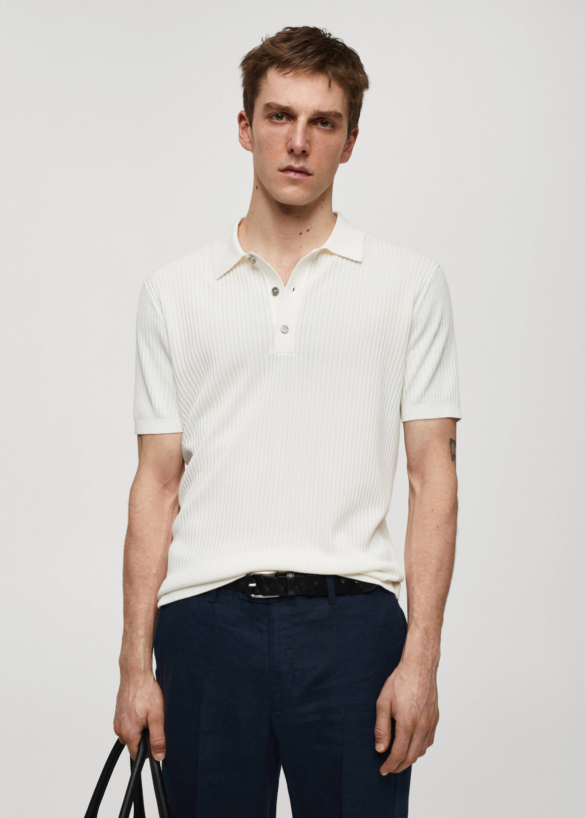 Knit cotton polo shirt - Medium plane